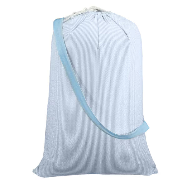 Laundry Bag Light Blue Seersucker by Mint Sweet Little Things