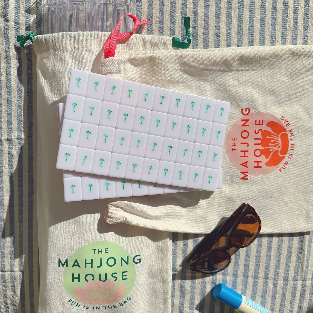 Mahjong Island Tile Travel Set by The Mahjong House - White