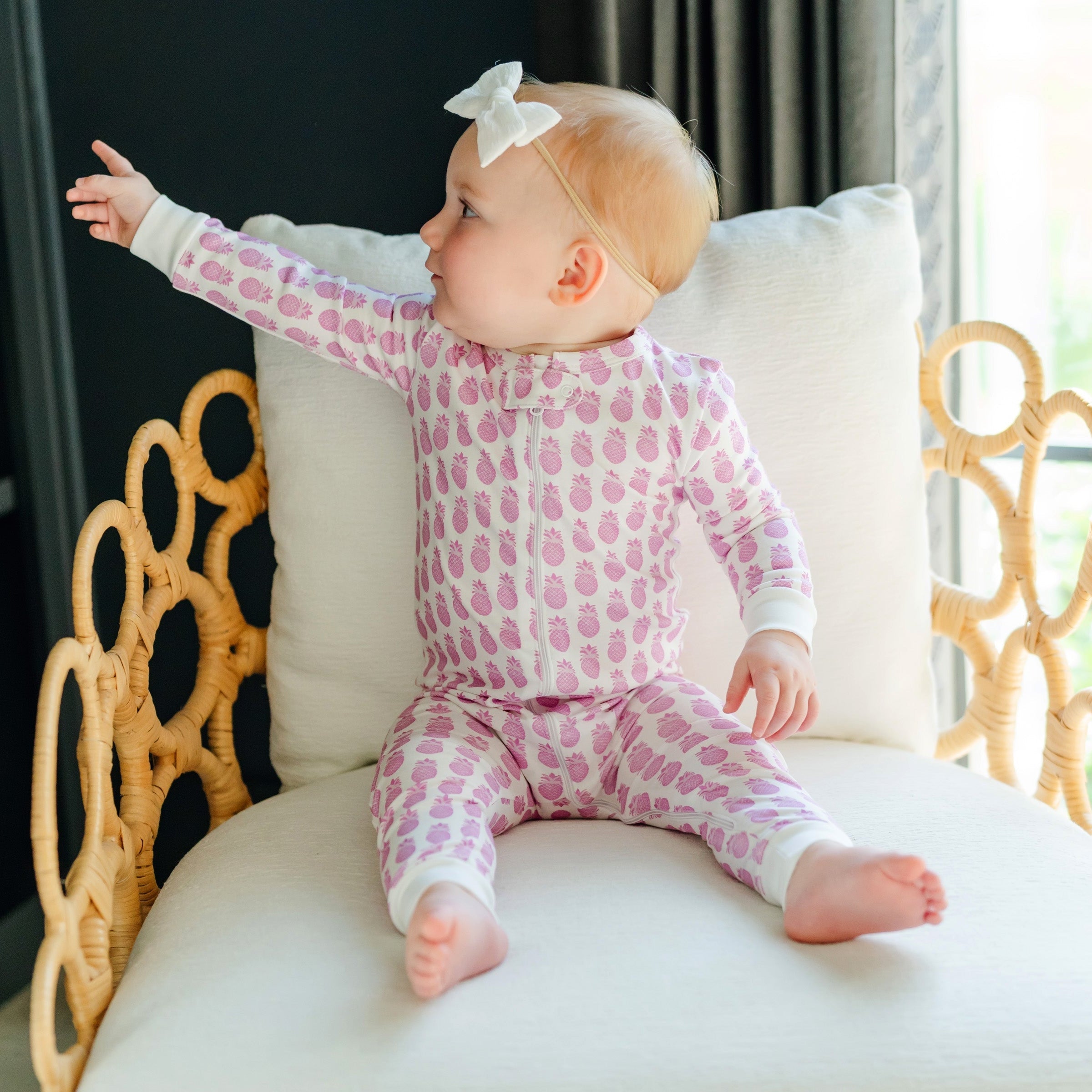 Parker Girls' Zipper Pajama - Palm Beach Pineapples