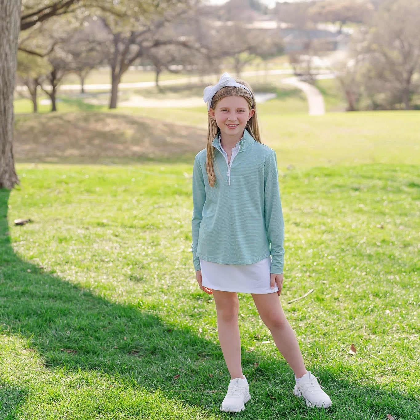 Blair Girls' Performance Pullover by LH Sport - Green Stripes