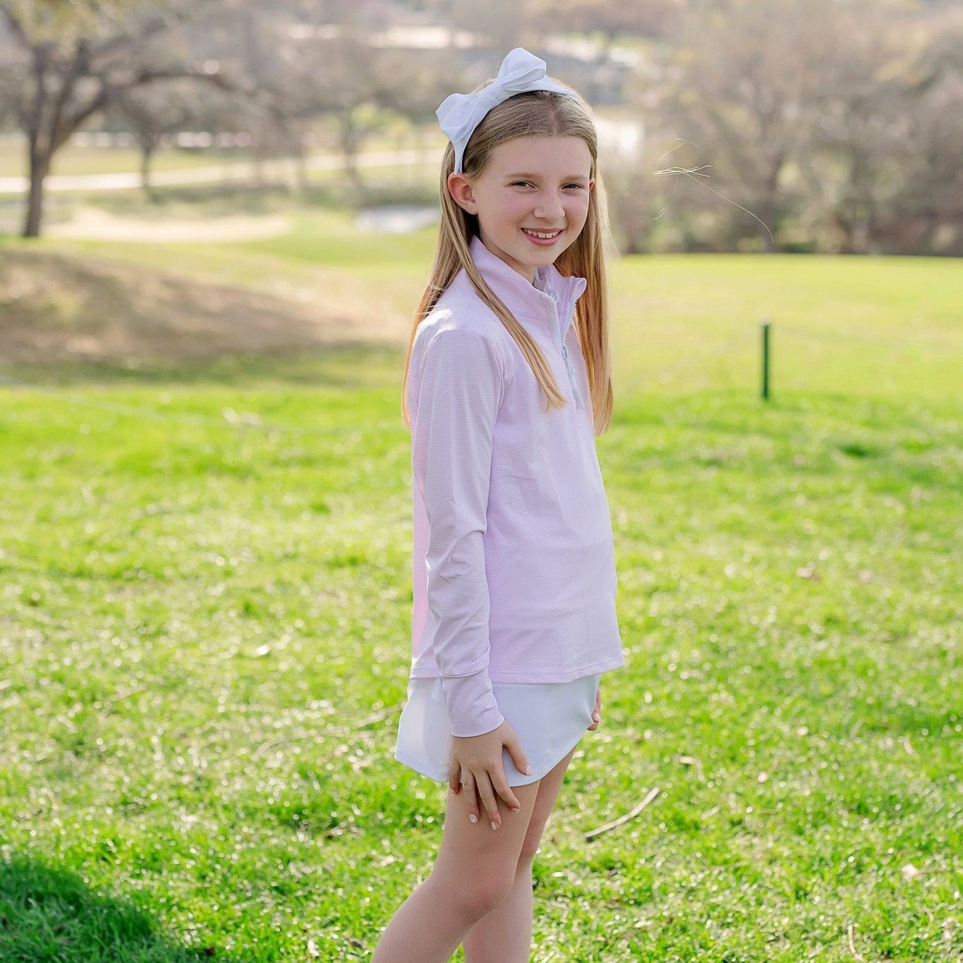 Blair Girls' Performance Pullover by LH Sport - Pink Stripes