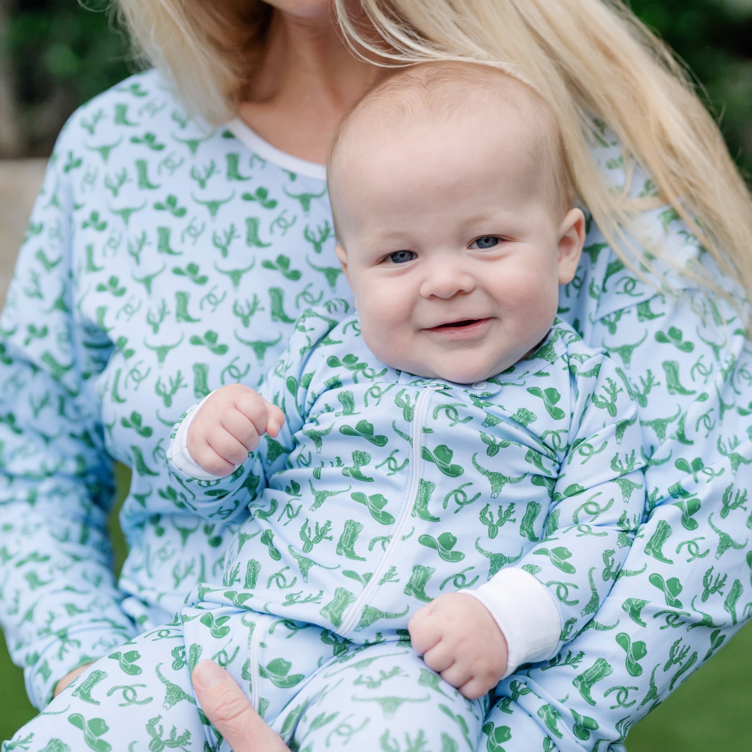 Parker Boys' Pima Cotton Zipper Pajama - Wild West Blue