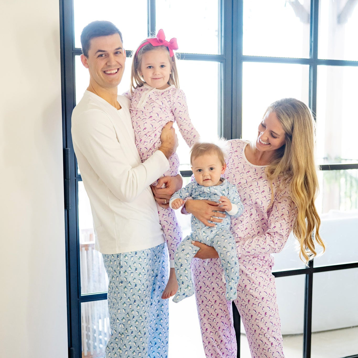 Parker Boys' Zipper Pajama - Penguin Party Blue