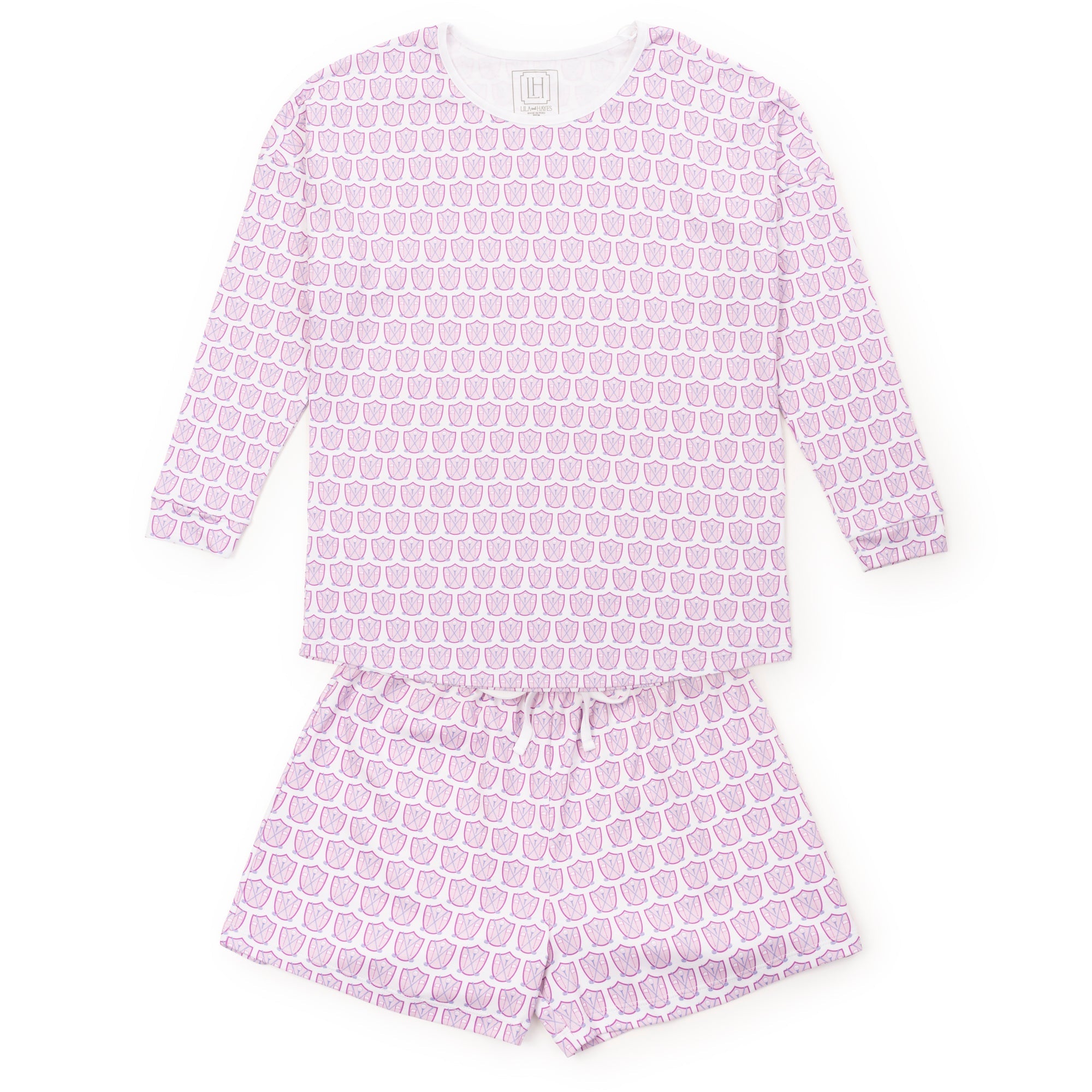 Anna Women's Longsleeve Short Set - Golf Crest Pink