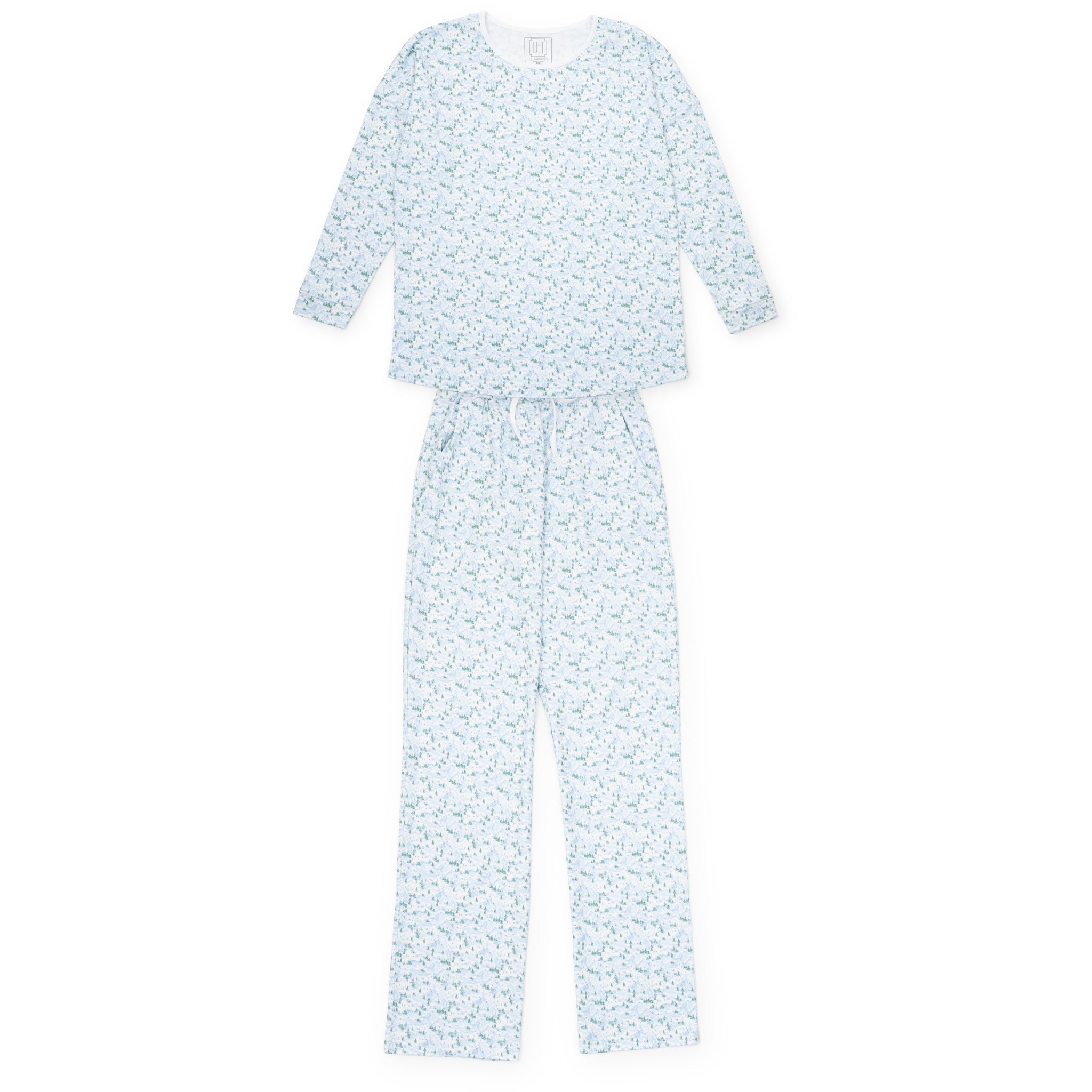 Audrey Women's Longsleeve Top Pant Set - Snow-Capped Mountains