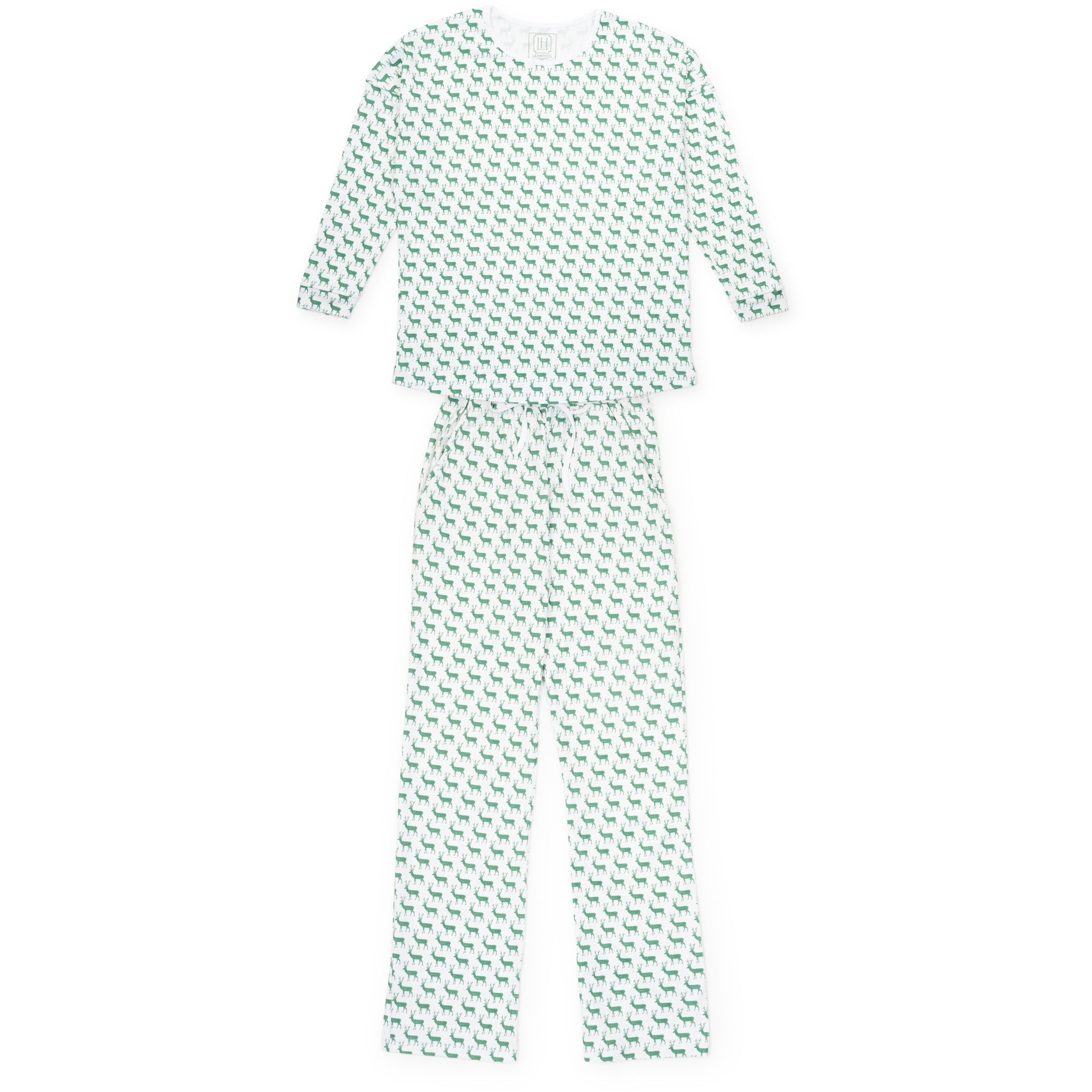 Audrey Women's Longsleeve Top Pant Set - Woodland Deer