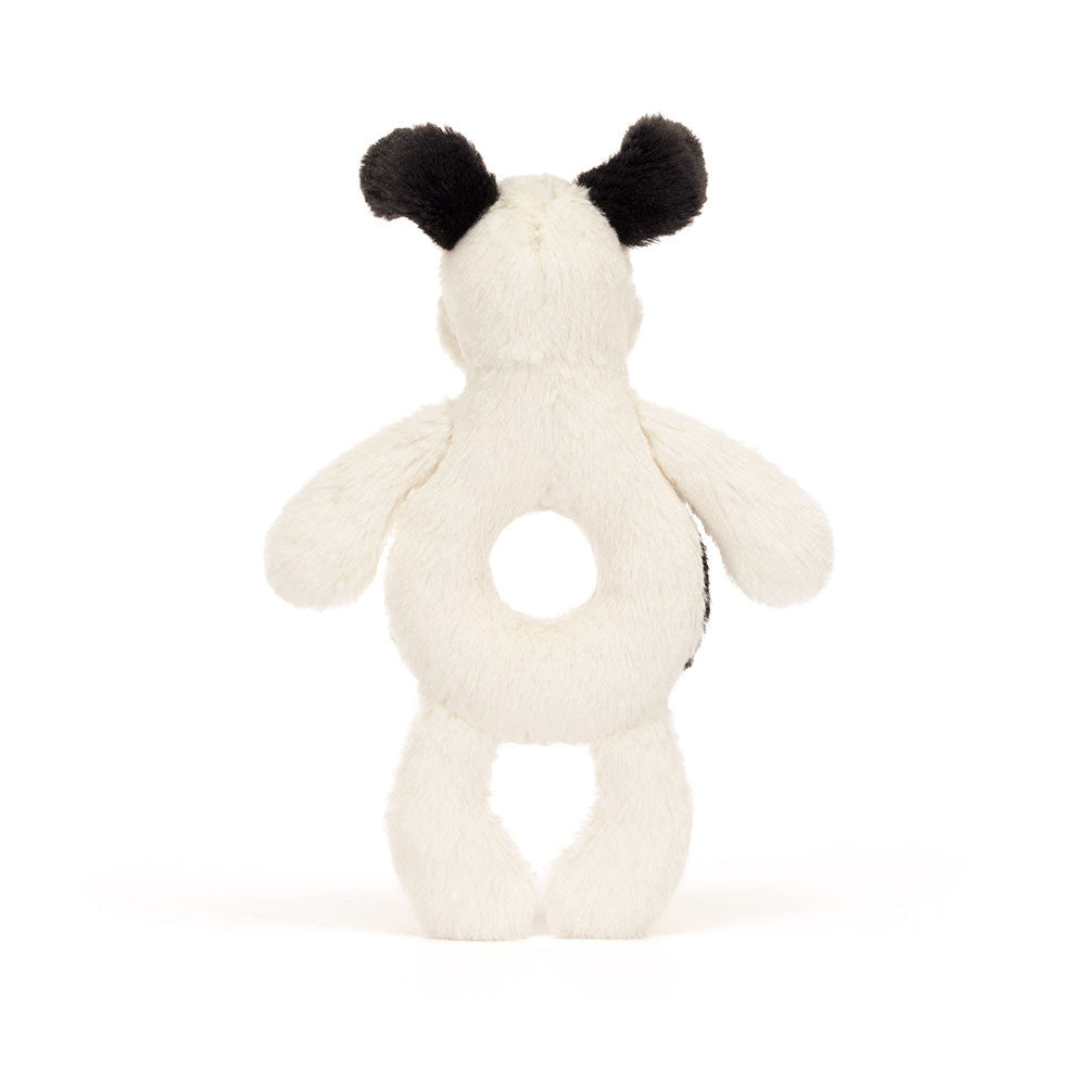 Bashful Black and Cream Puppy Ring Rattle by Jellycat