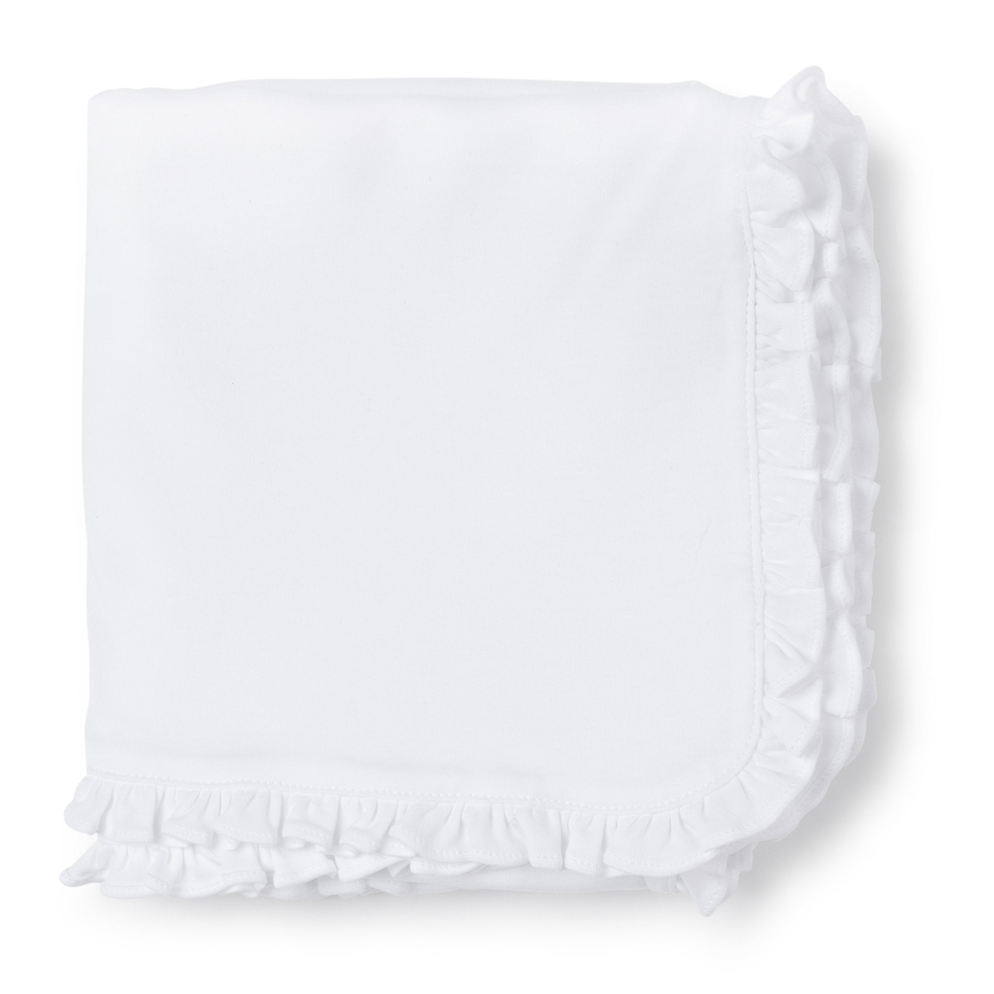 Ruffled Edge Pima Cotton Blanket White
