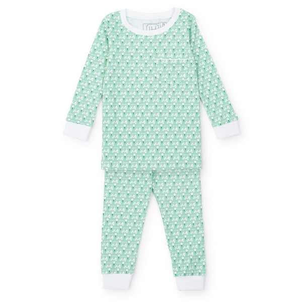 Lila & Hayes Boys Beckett Hangout Lounge Pants - Blue Snow Capped Mountains