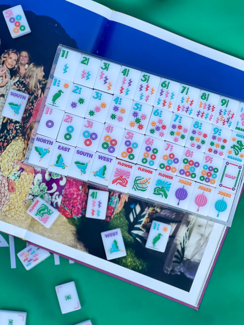 Mahjong Signature Engraved Tile Set by Amahj Line - White