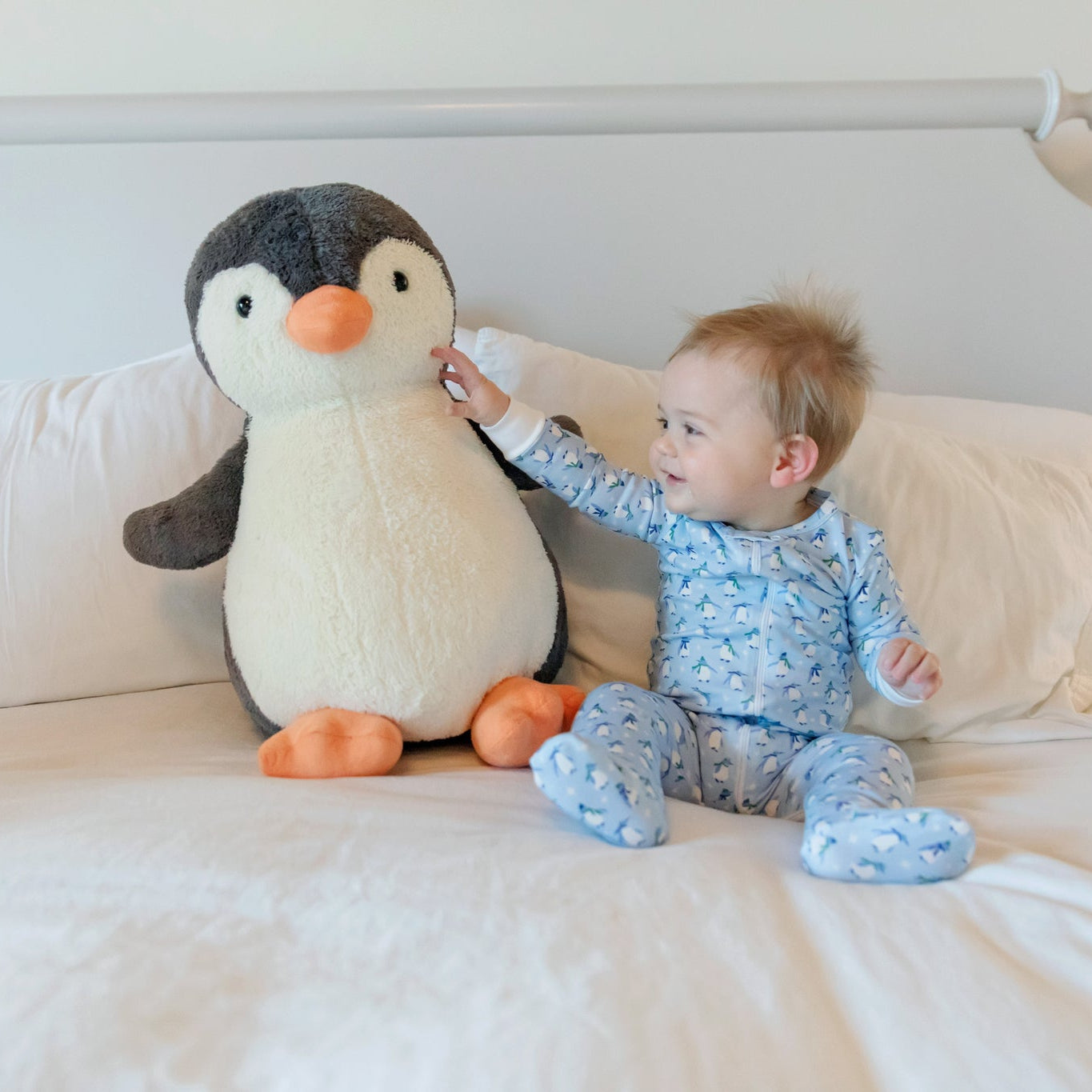Parker Boys' Zipper Pajama - Penguin Party Blue