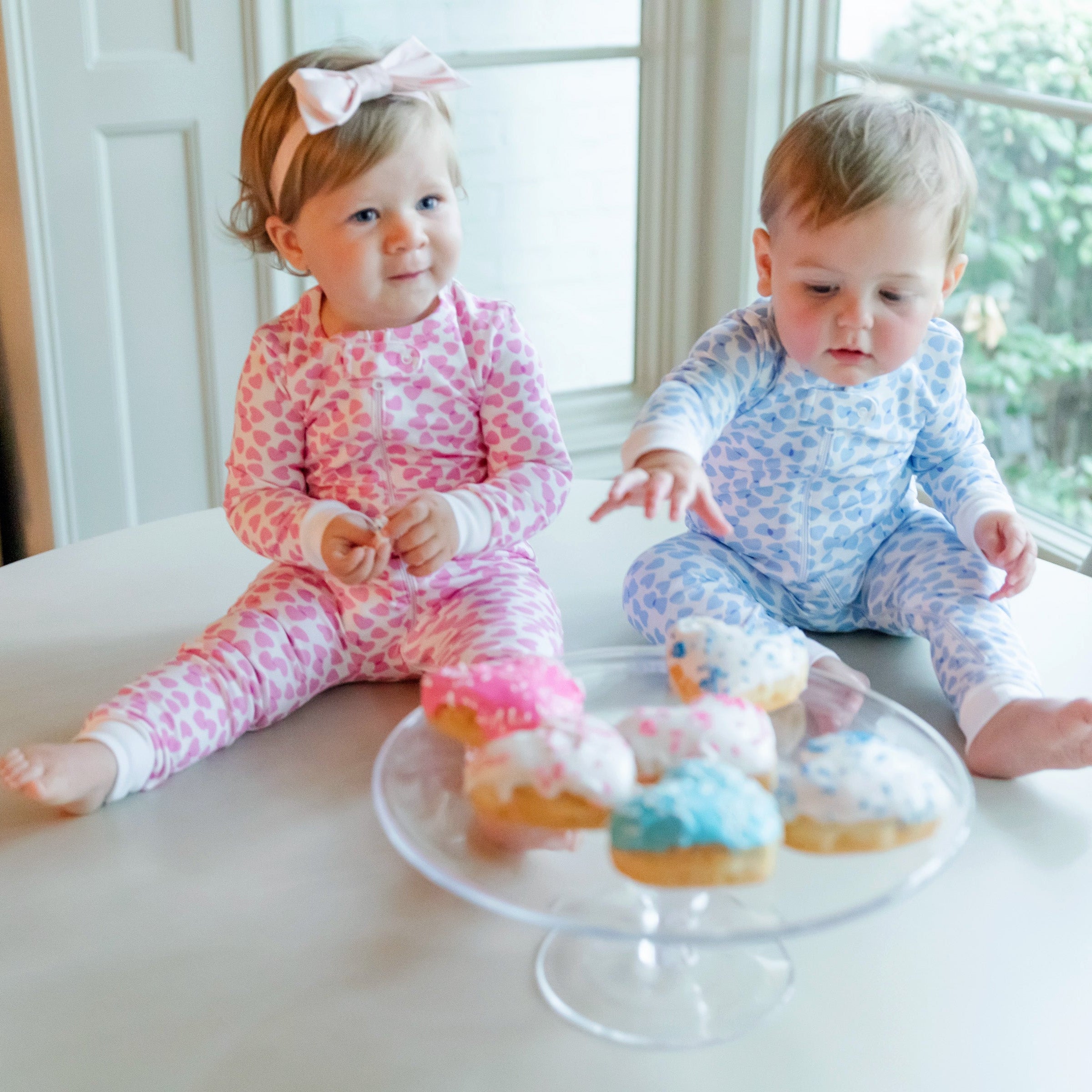 Parker Girls' Zipper Pajama - Confetti. Hearts Pink