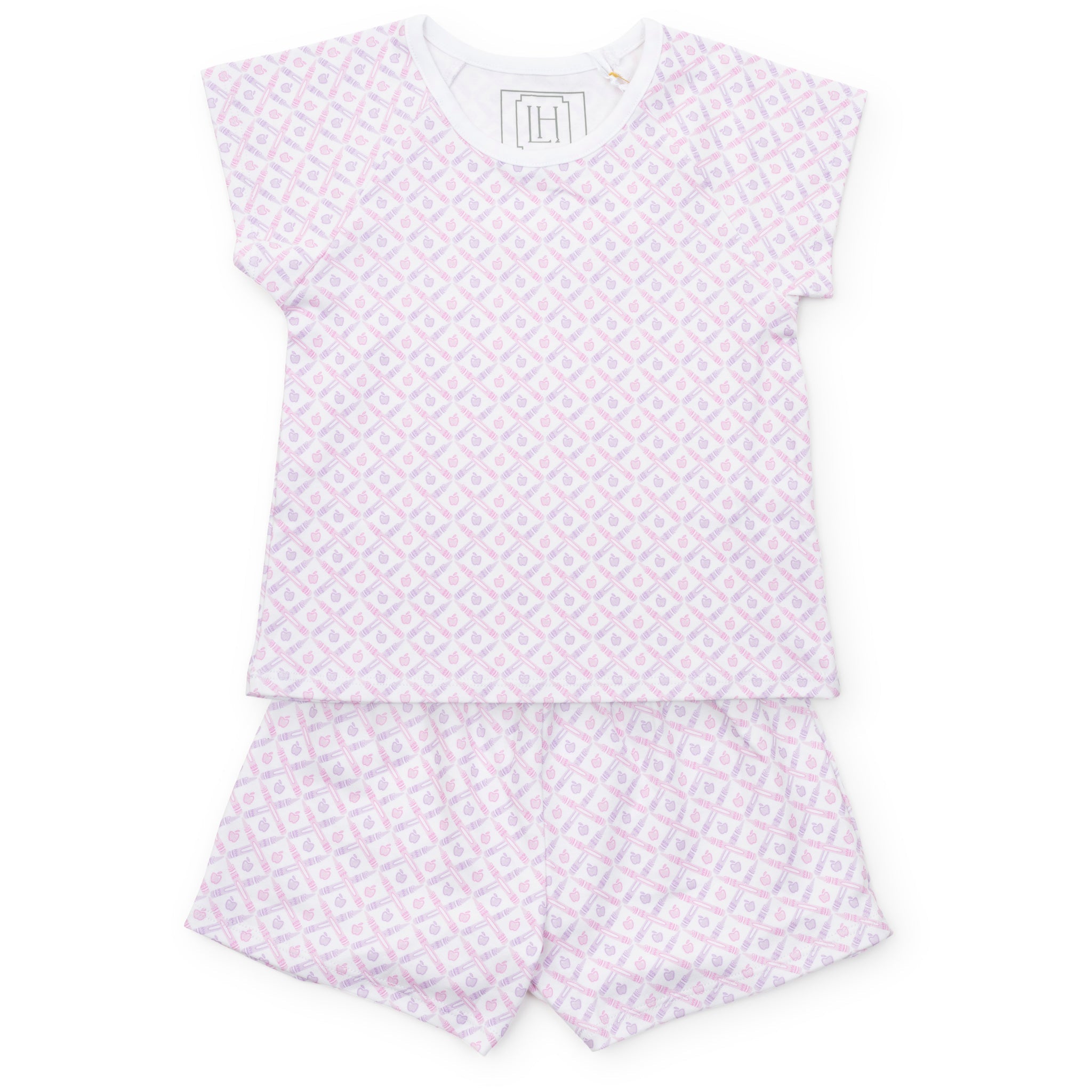 Emery Girls' Short Set - School Plaid Pink