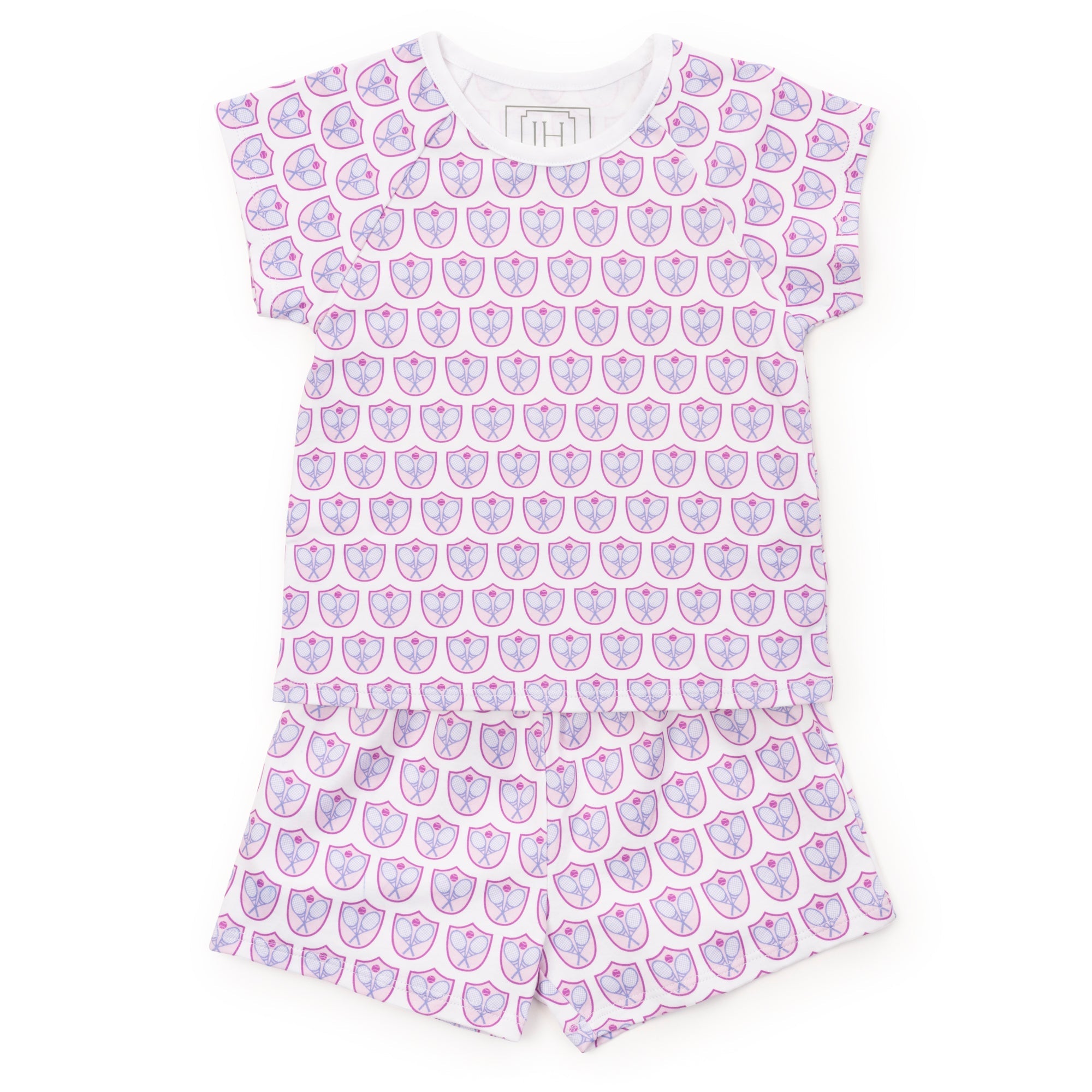 Emery Girls' Short Set - Tennis Crest Pink