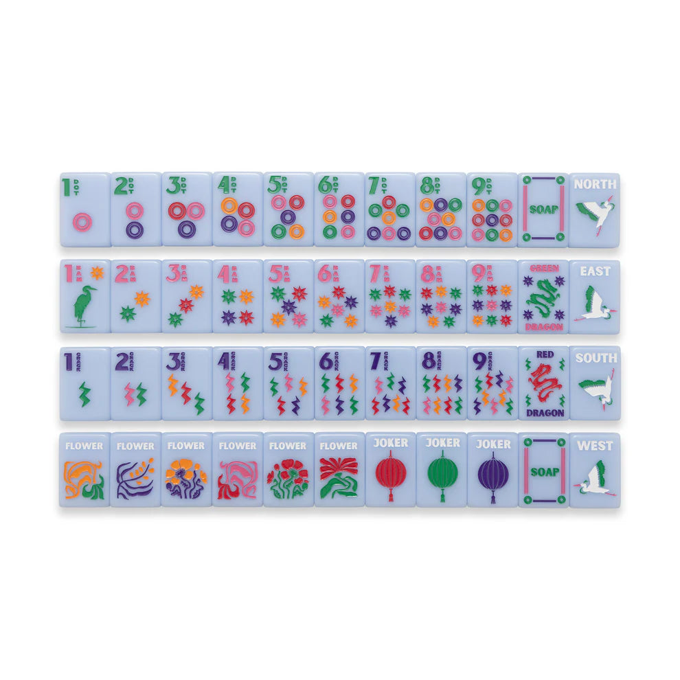 Mahjong Signature Engraved Tile Set by Amahj Line - Blue