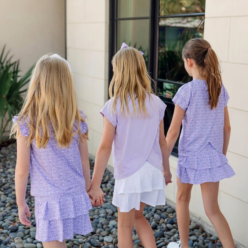 Sloane Girls' Short Sleeve Performance Top by LH Sport - Lavender