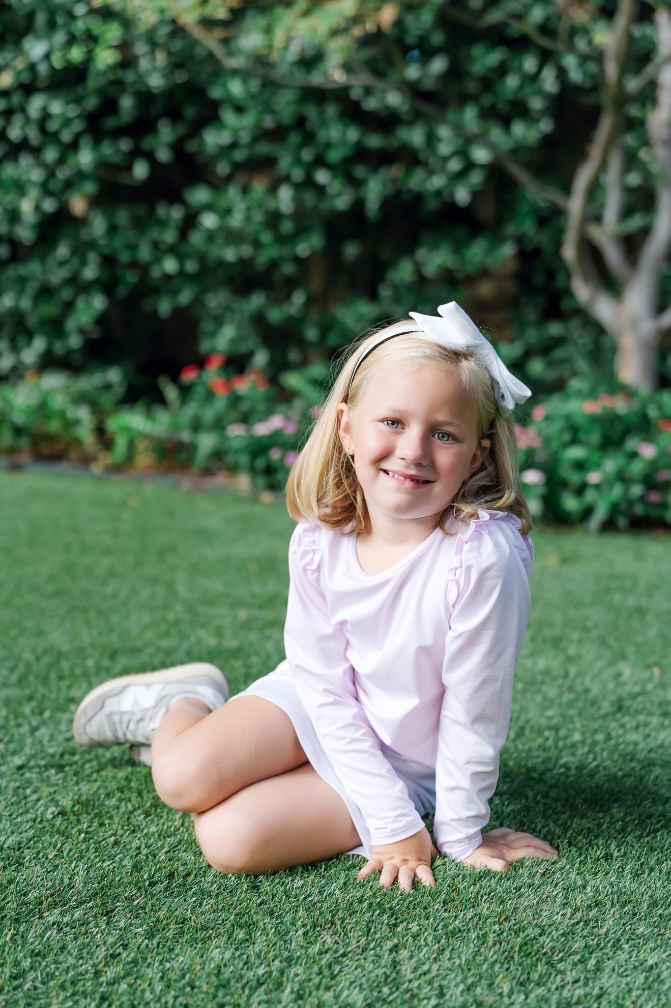 Mia Girls' Longsleeve Performance Top by LH Sport - Pink Stripes