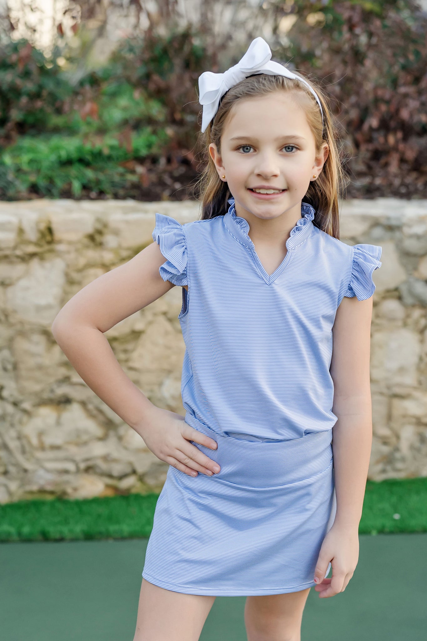 Margot Girls' Performance Skirt by LH Sport - Blue Stripes