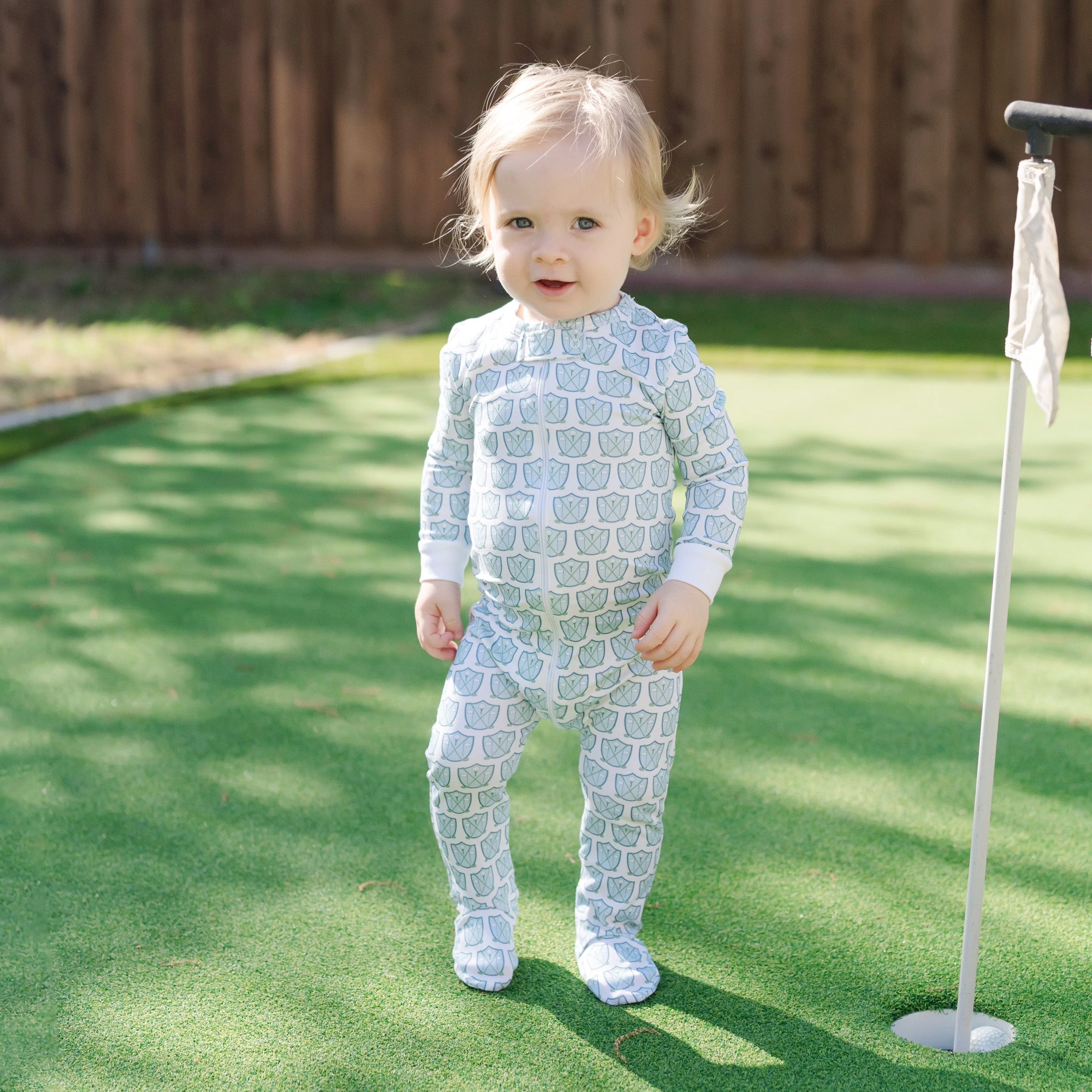 Parker Boys' Zipper Pajama - Golf Crest Blue