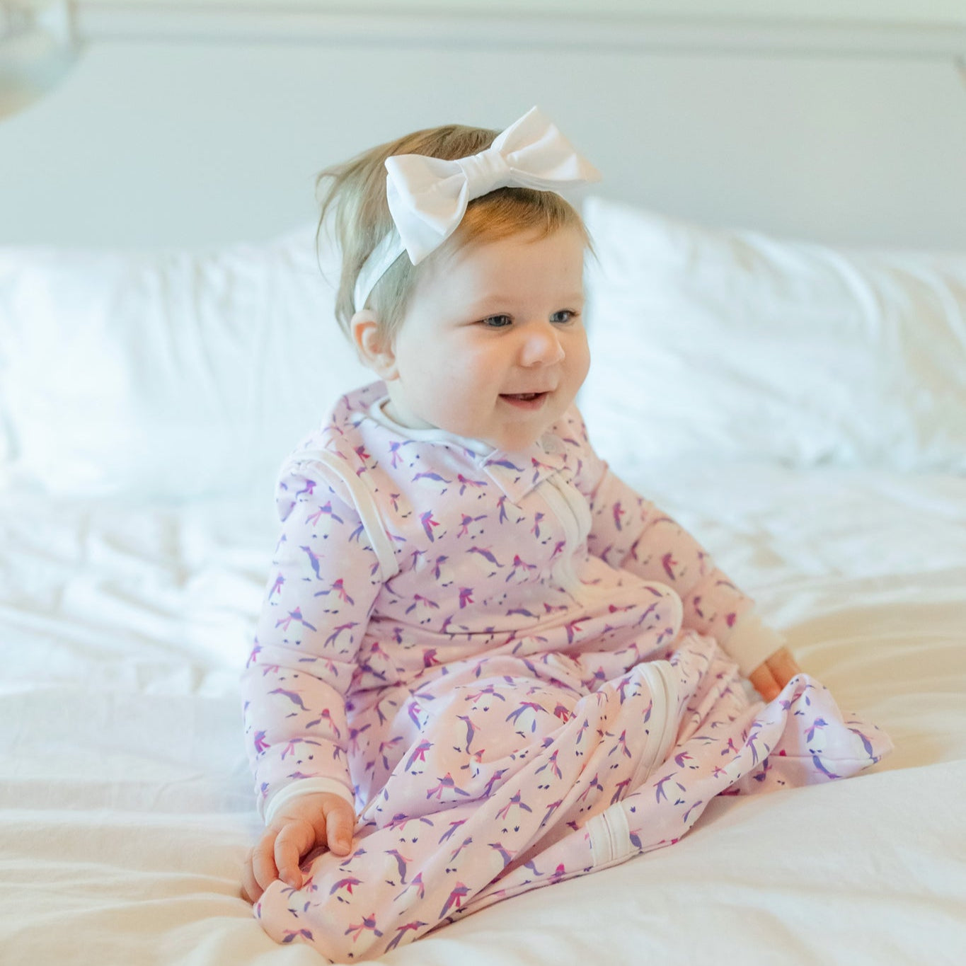 Wearable Girls' Blanket - Penguin Party Pink
