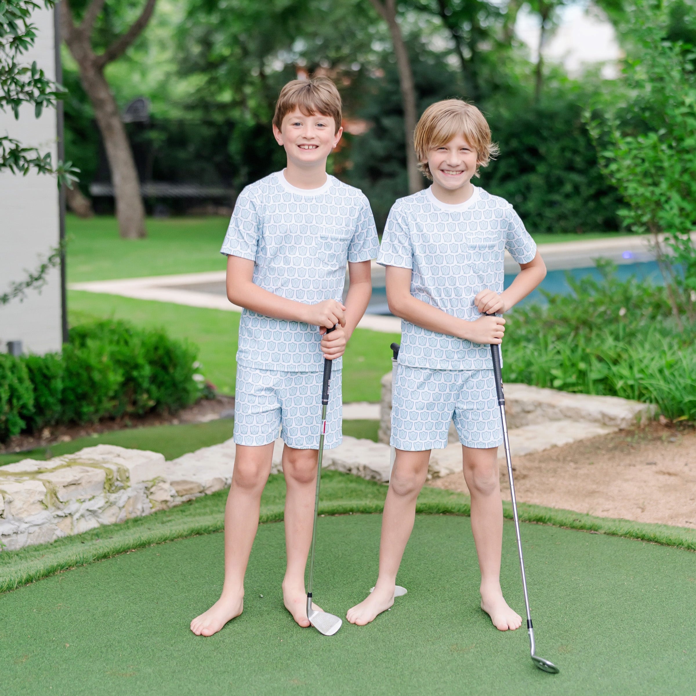 Charles Boys' Short Set - Golf Crest Blue