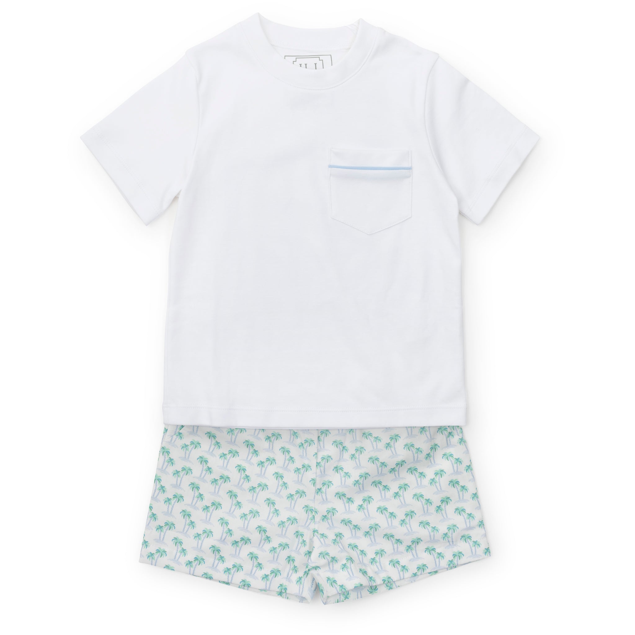 Hudson Boys' Short Set Palm Tree Isle Blue