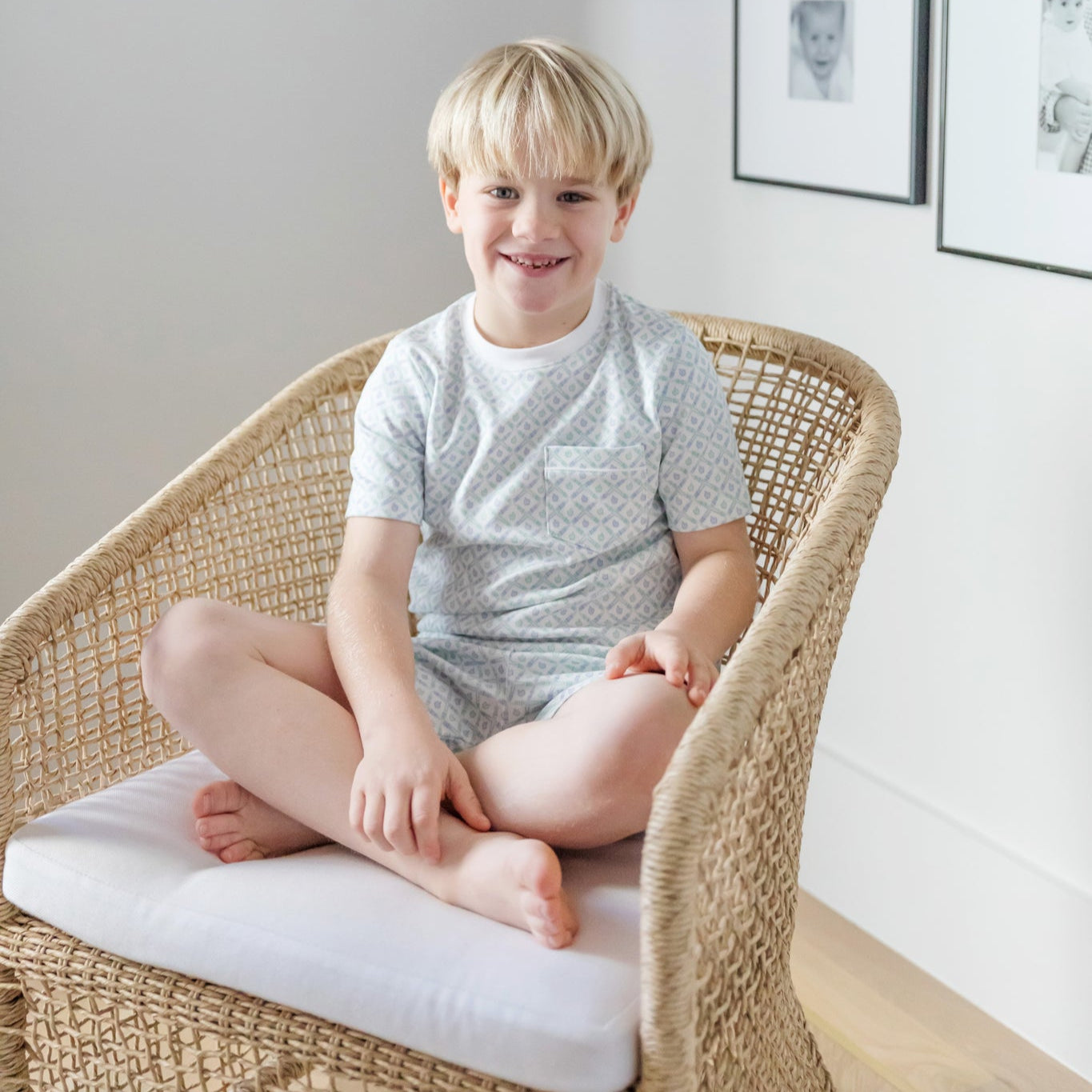 Charles Boys' Short Set - School Plaid Blue