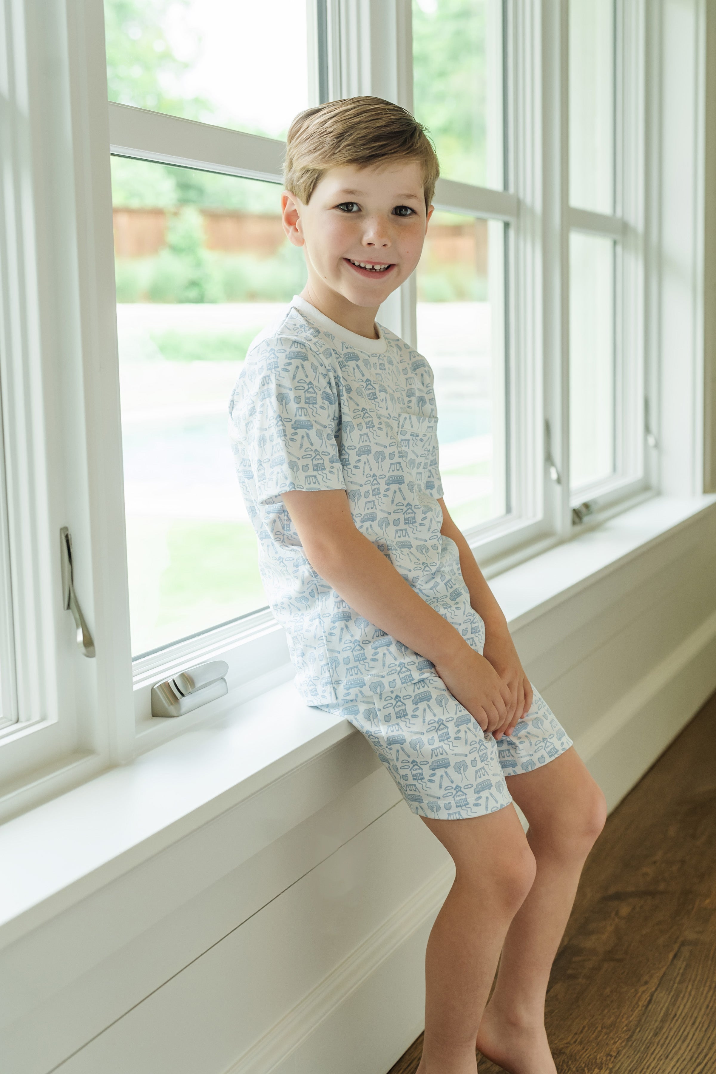 Charles Boys' Short Set - School Days Blue