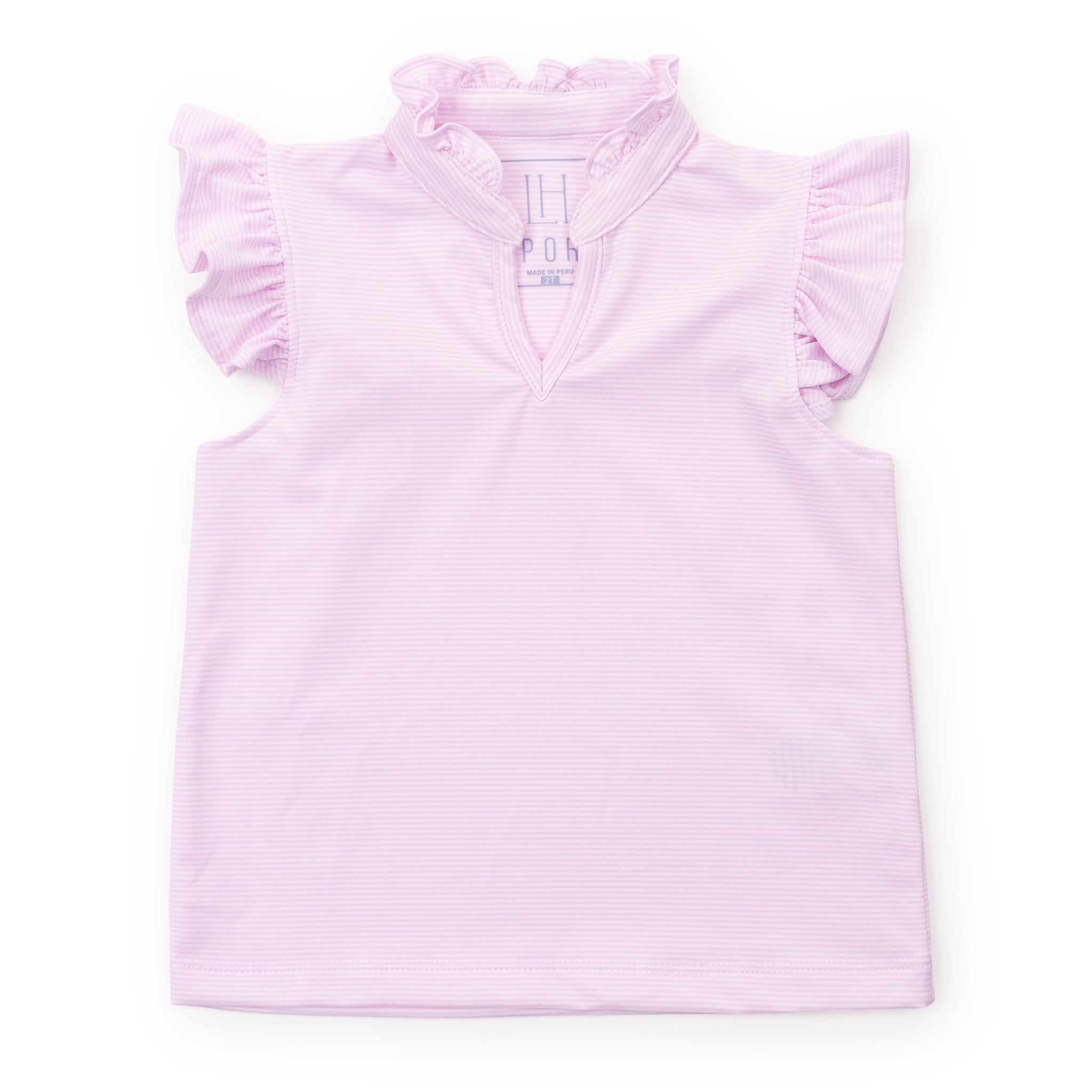 Ellie Girls' Sleeveless Performance Top by LH Sport - Pink Stripes