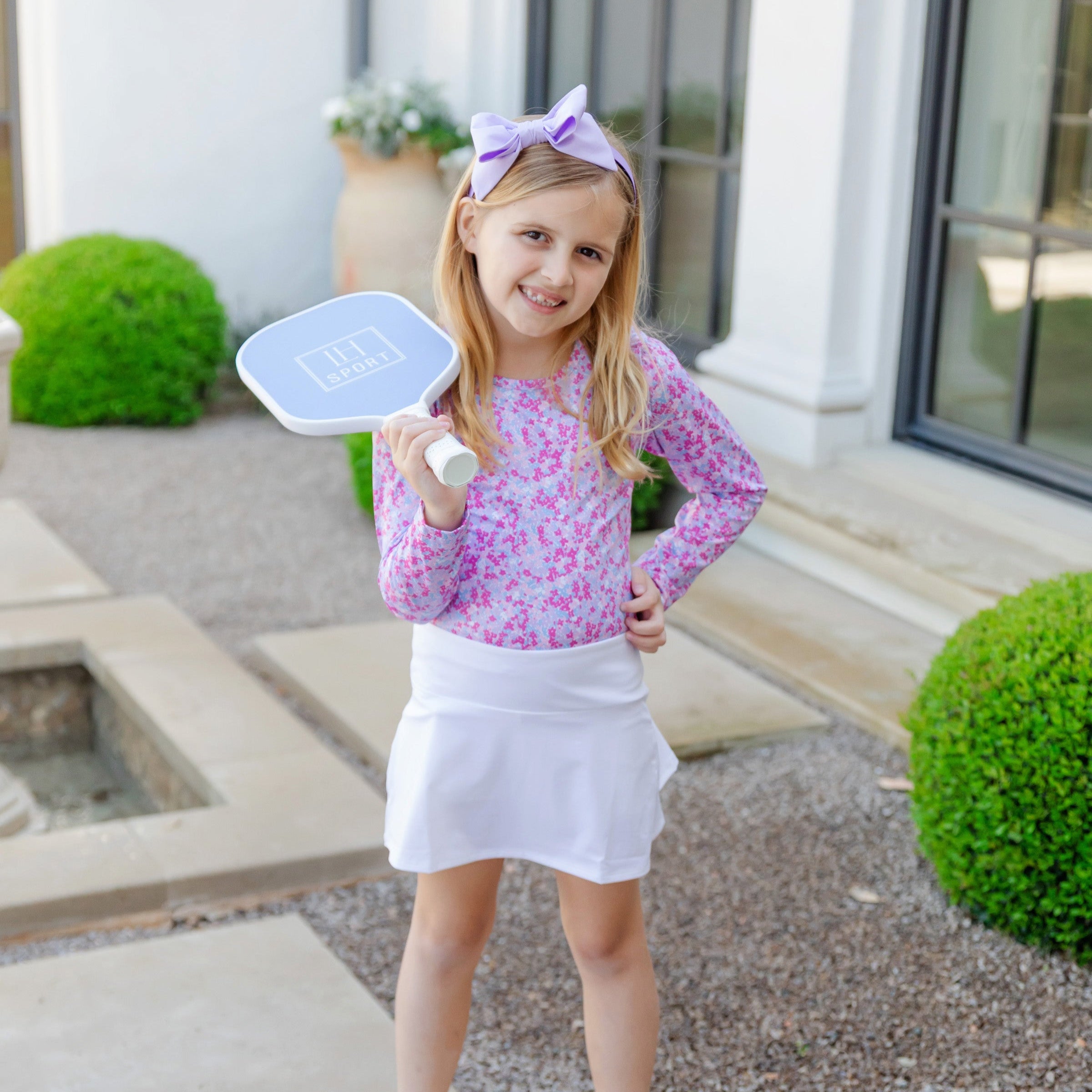 Mia Girls' Longsleeve Performance Top by LH Sport - Preppy Petals