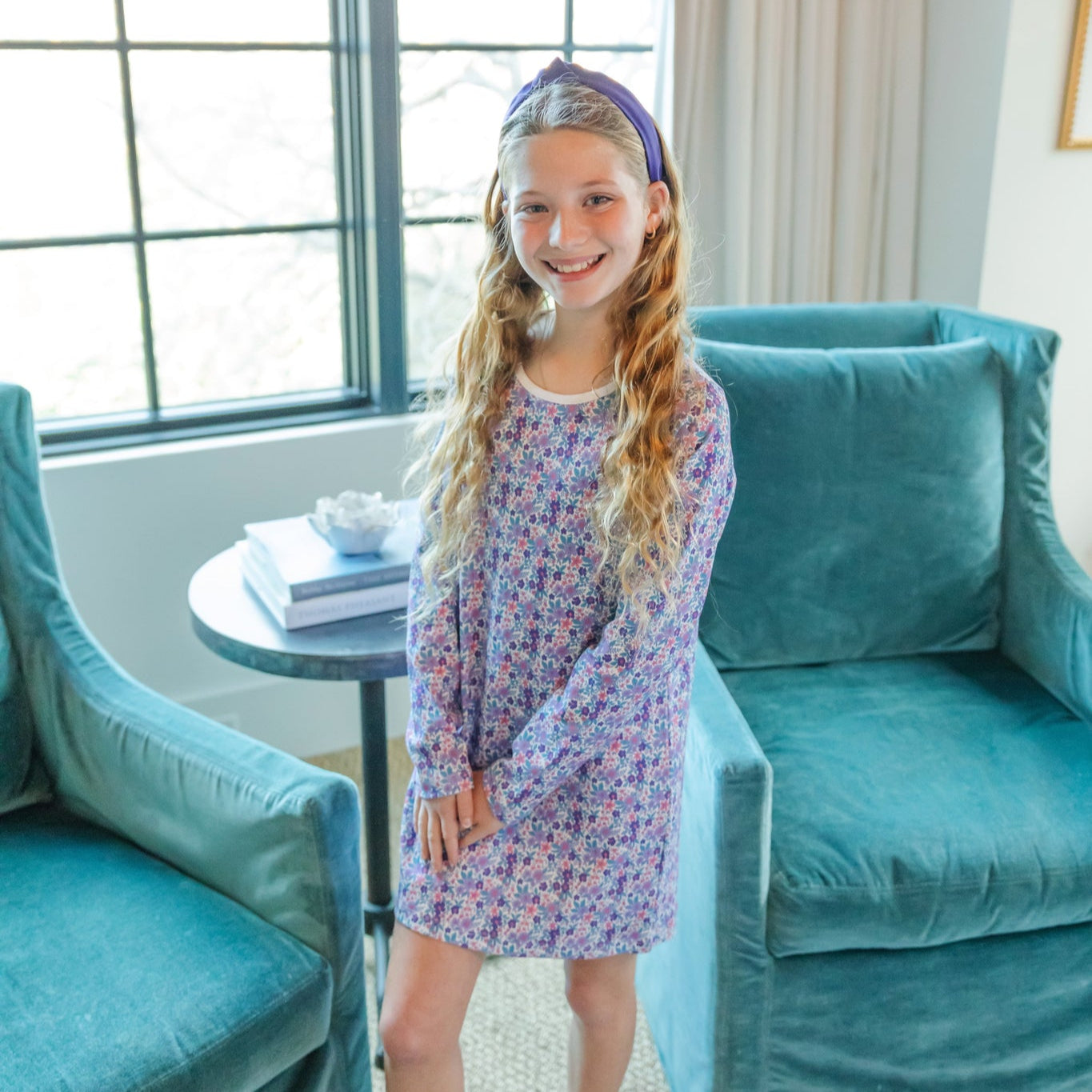 Berkeley Girls' Shirt Dress - Blackberry Floral