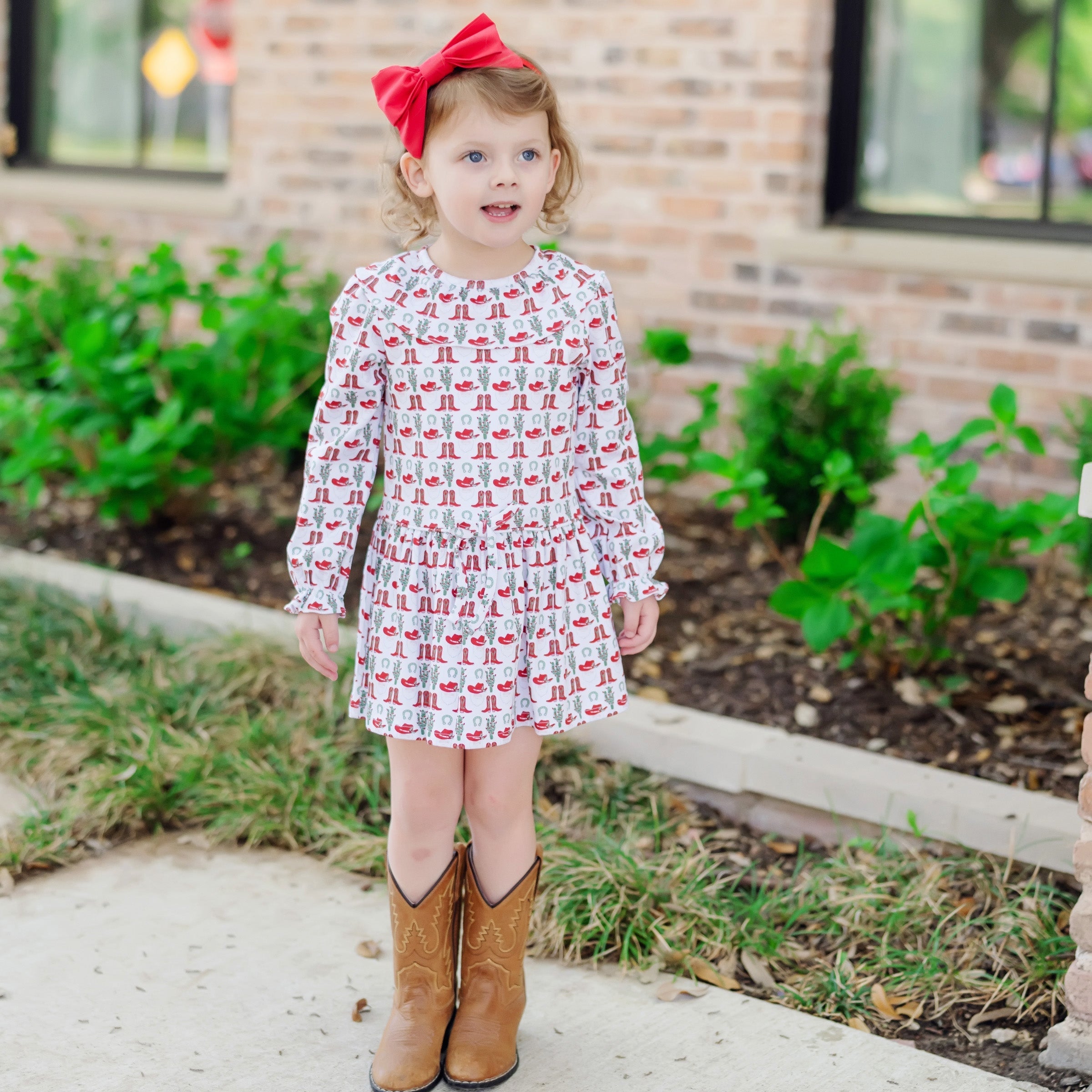 Ellery Girls' Dress - Cowboy Christmas