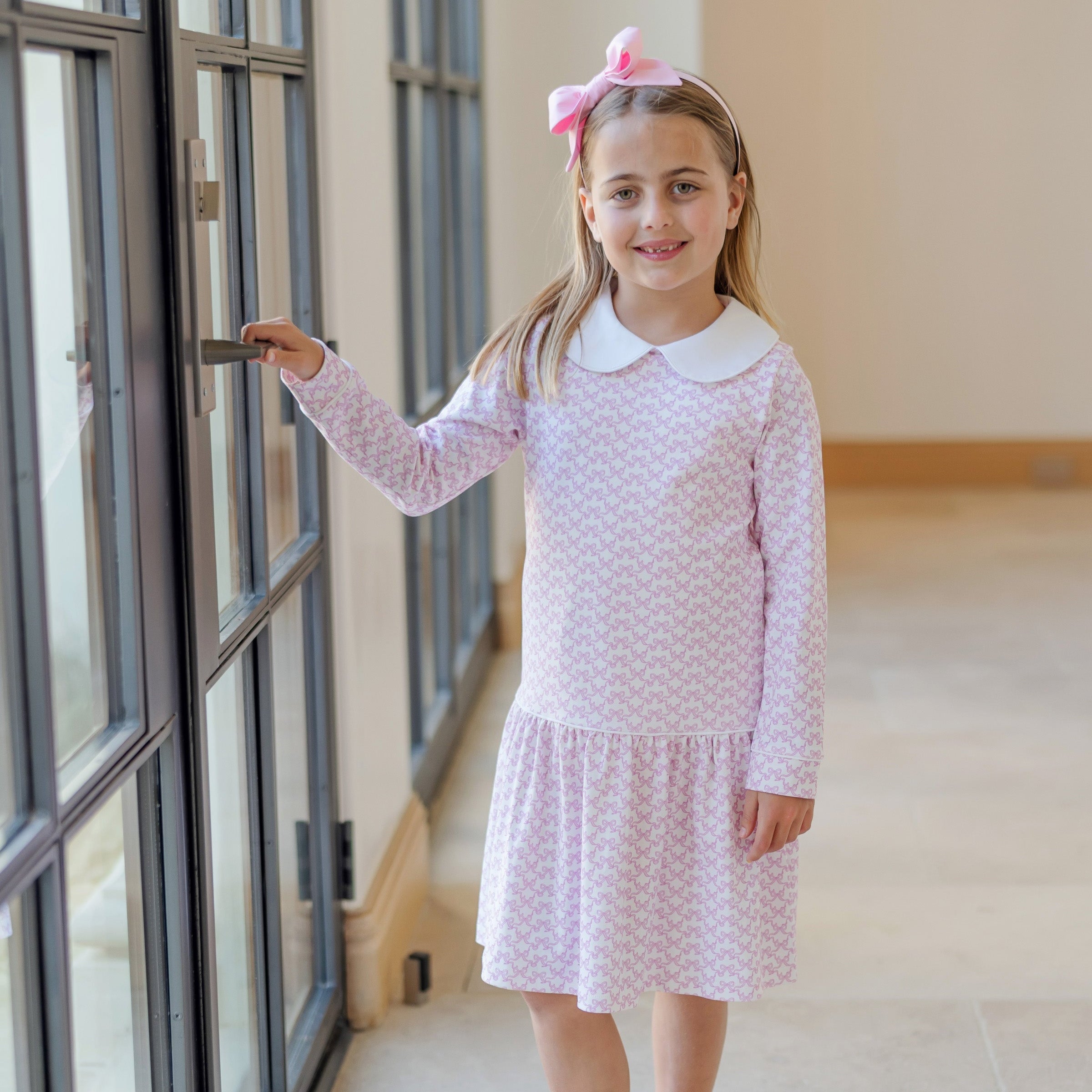 Lillian Girls' Dress - Pretty Pink Bows