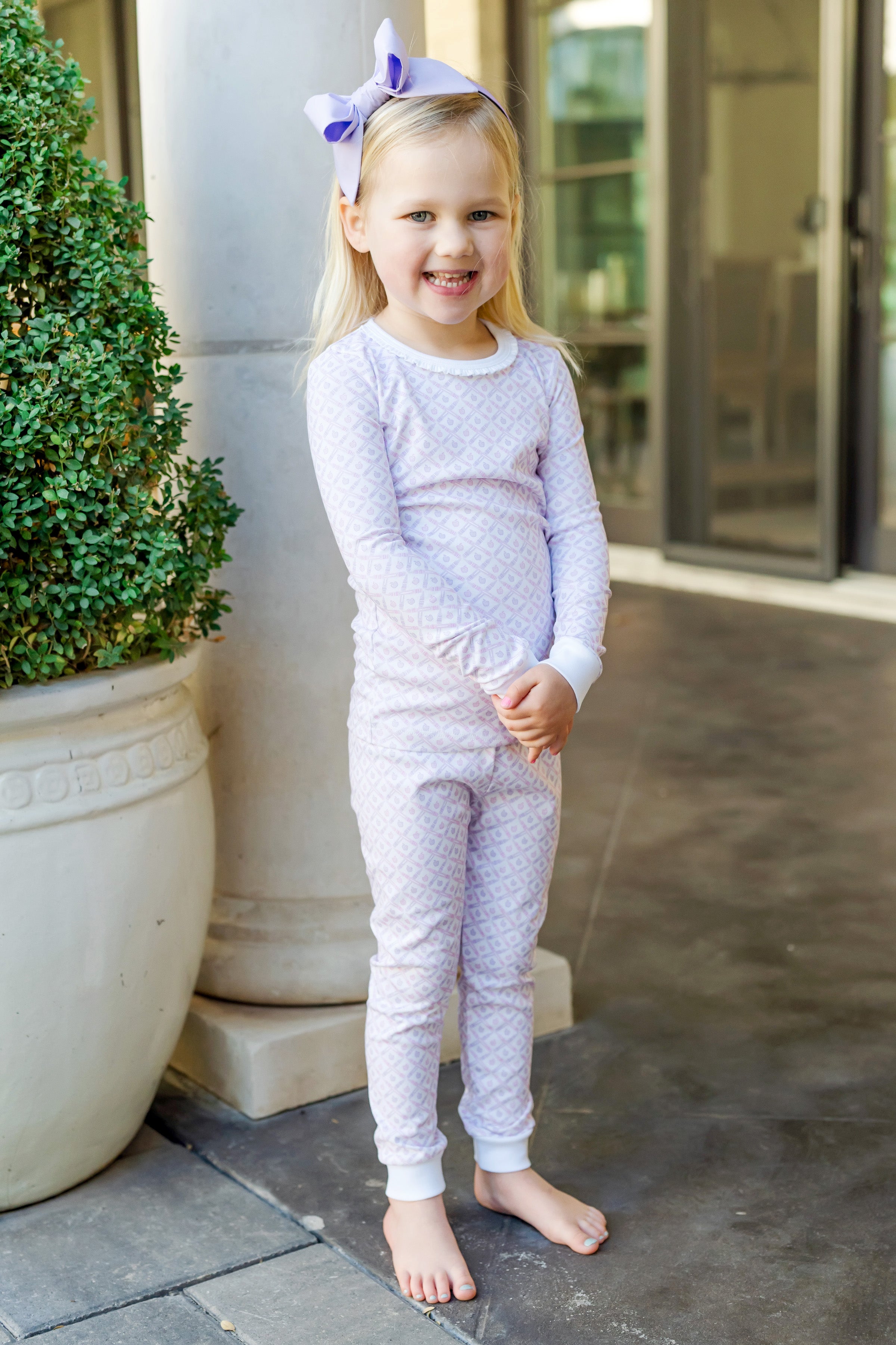 Ava Girls' Pajama Pant Set - School Plaid Pink