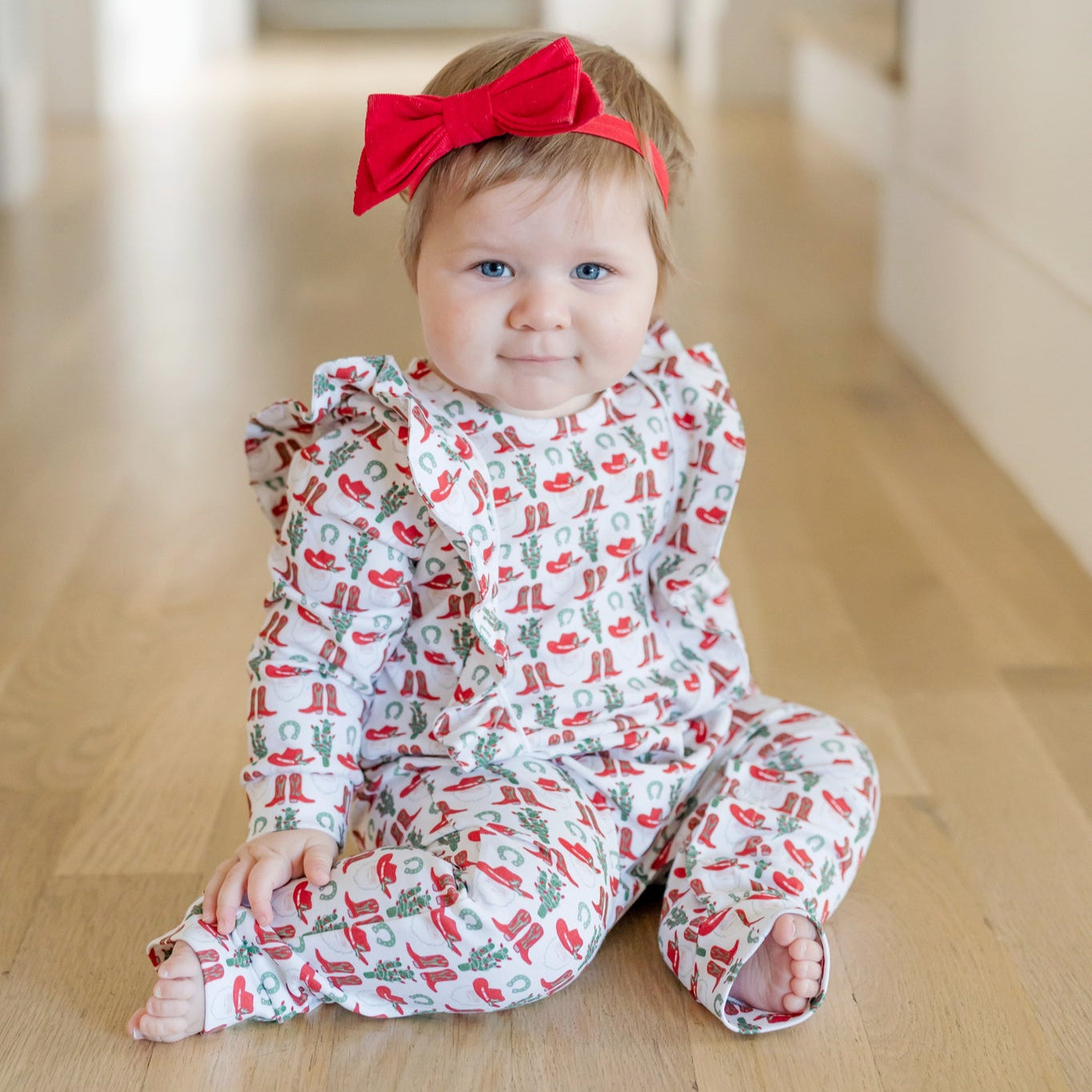 Evelyn Girls' Romper - Cowboy Christmas