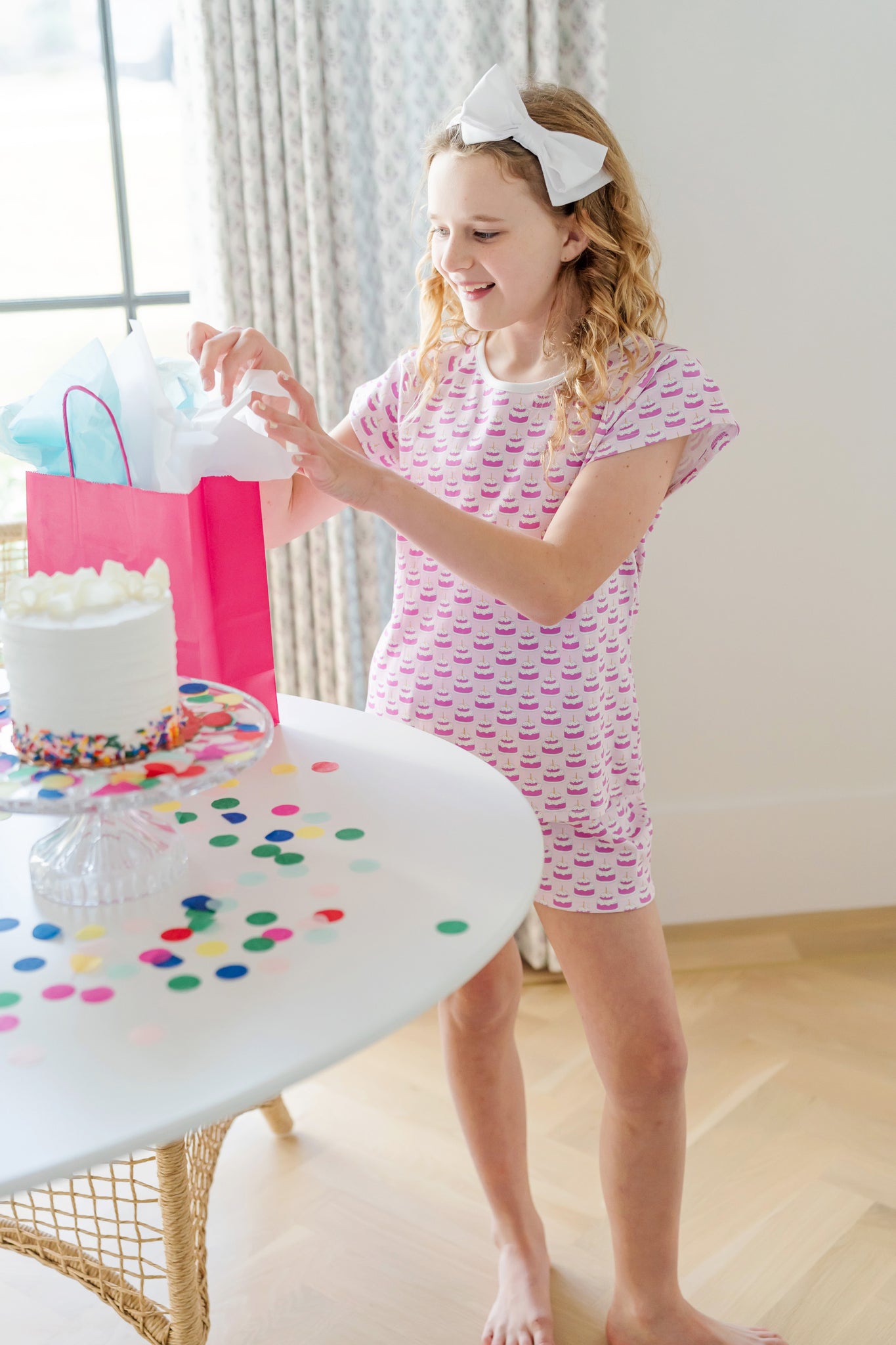 Emery Girls' Short Set - Birthday Cake Pink