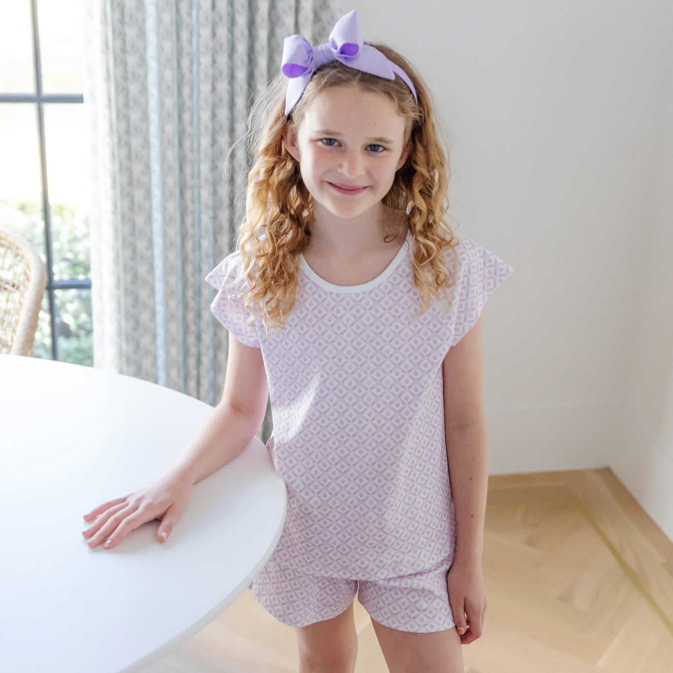 Emery Girls' Short Set - School Plaid Pink