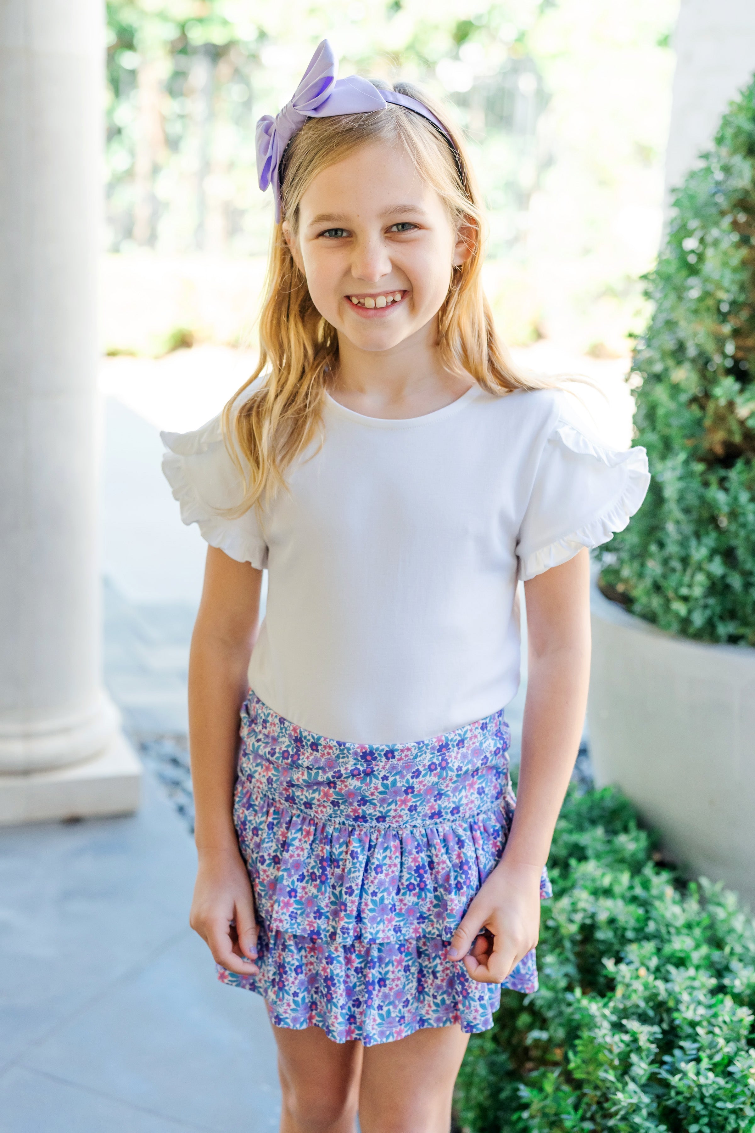 Maggie Girls' Tiered Skirt - Blackberry Floral