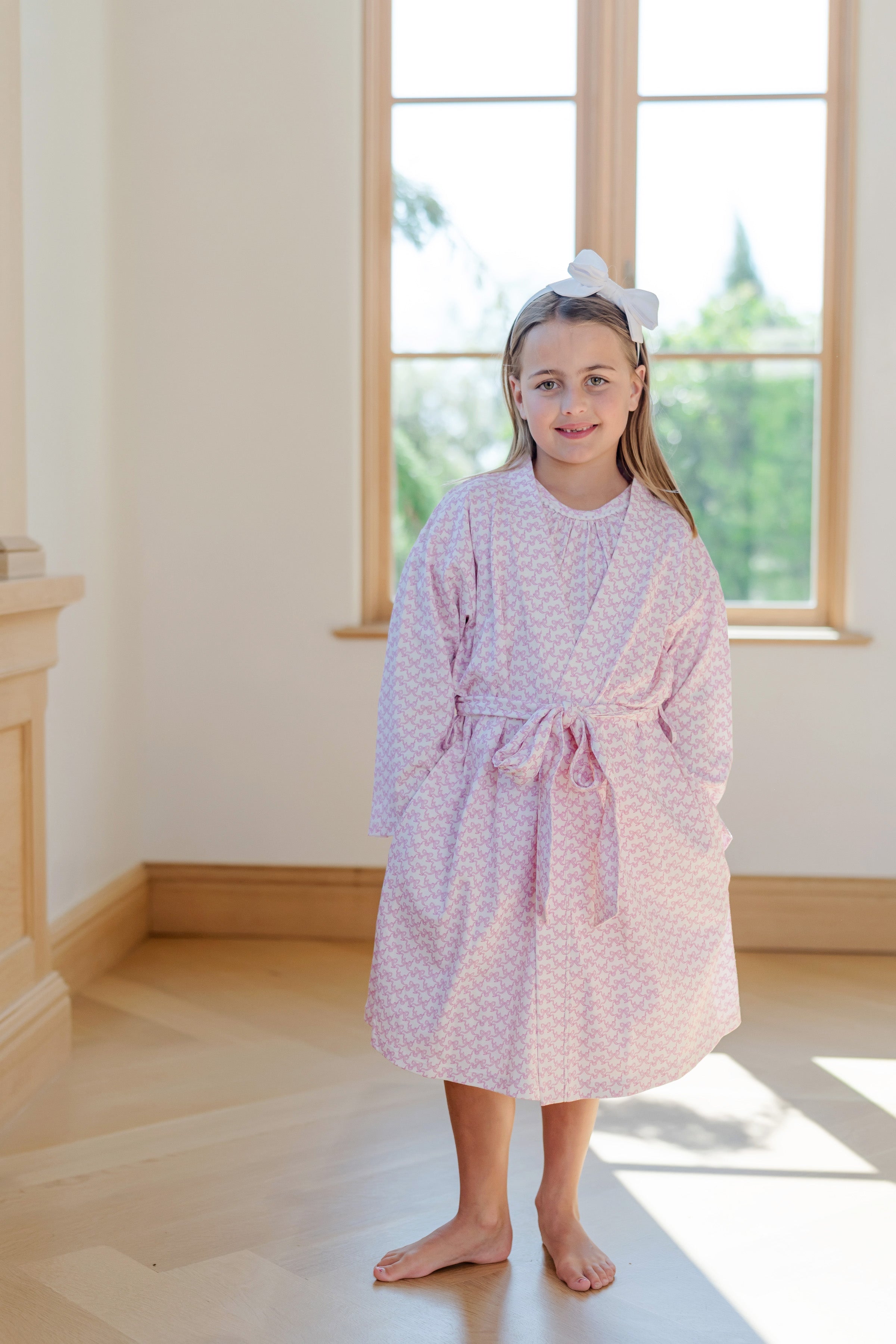 Gwen Girls' Spa Wrap - Pretty Pink Bows