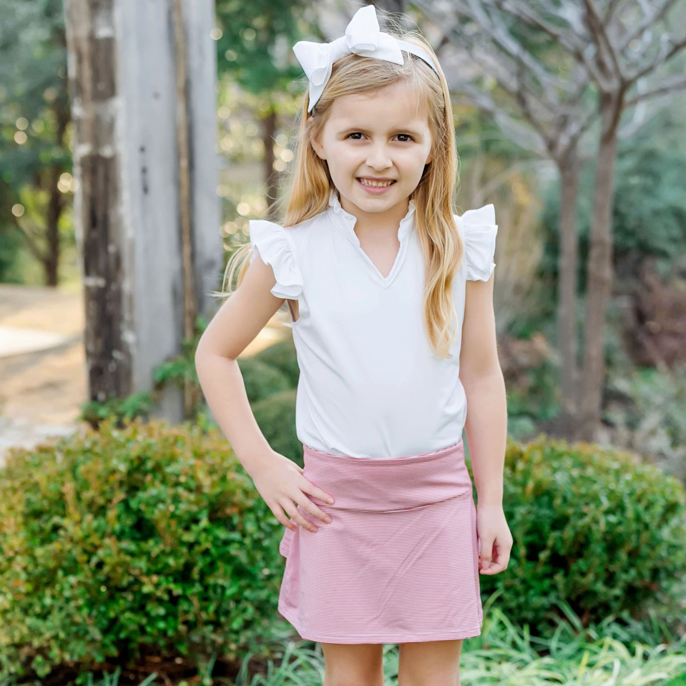 Margot Girls' Performance Skirt by LH Sport - Red Stripes