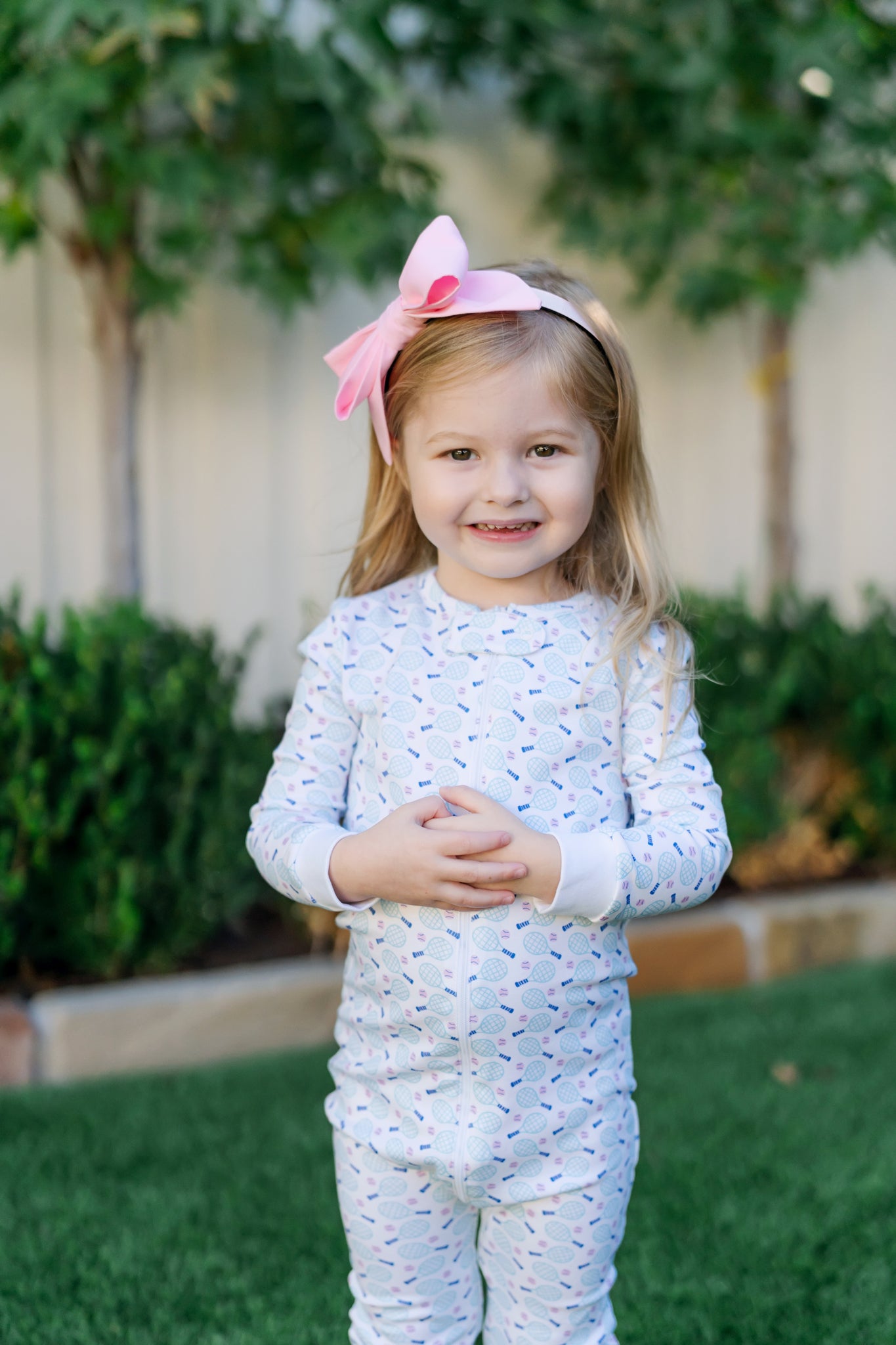 Parker Girls' Pima Cotton Zipper Pajama - Tennis Match Pink