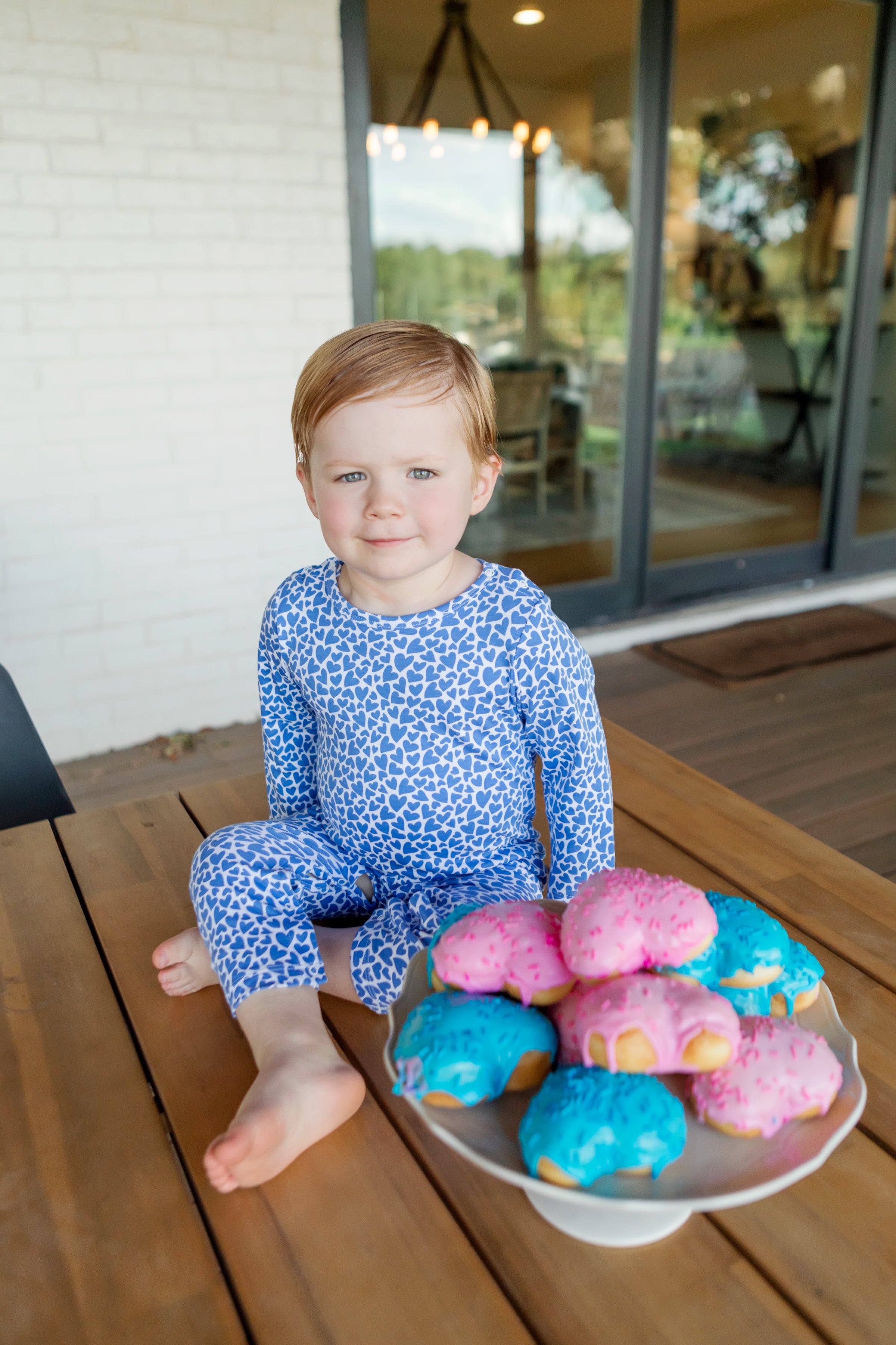 Thompson Boys' Pima Cotton Romper - I Heart You Blue