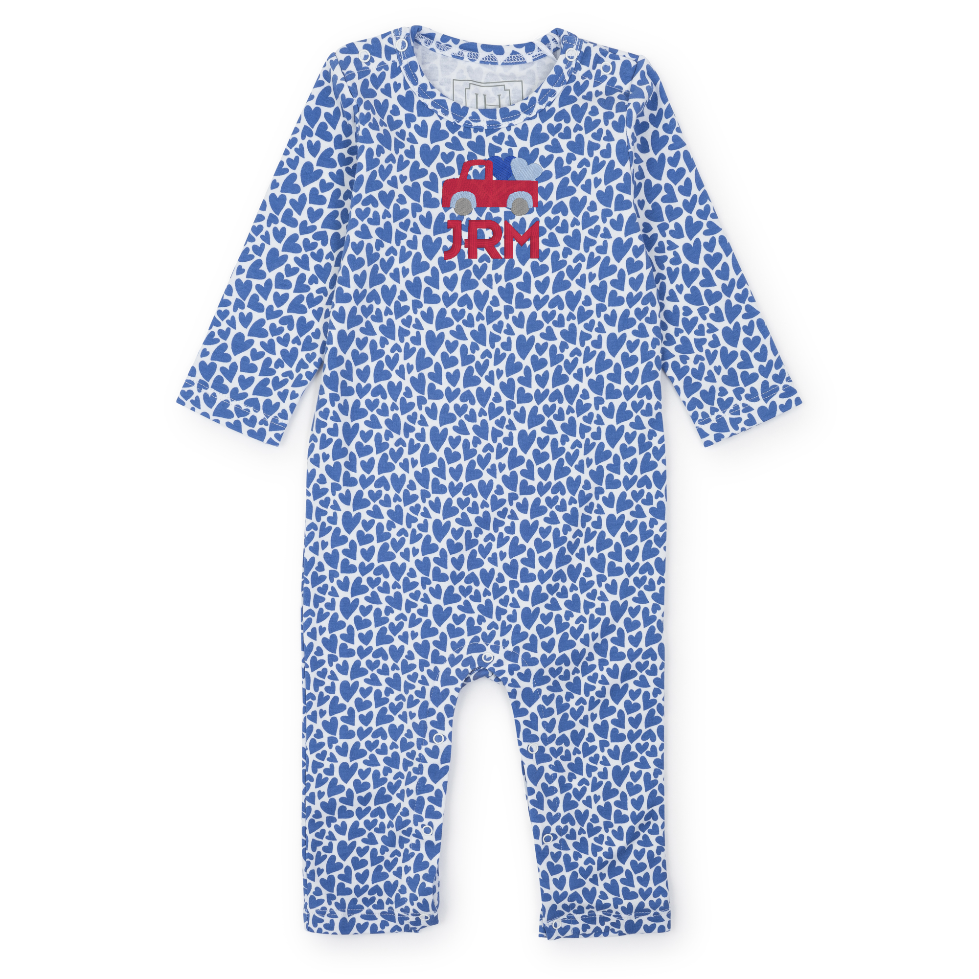Thompson Boys' Pima Cotton Romper - I Heart You Blue