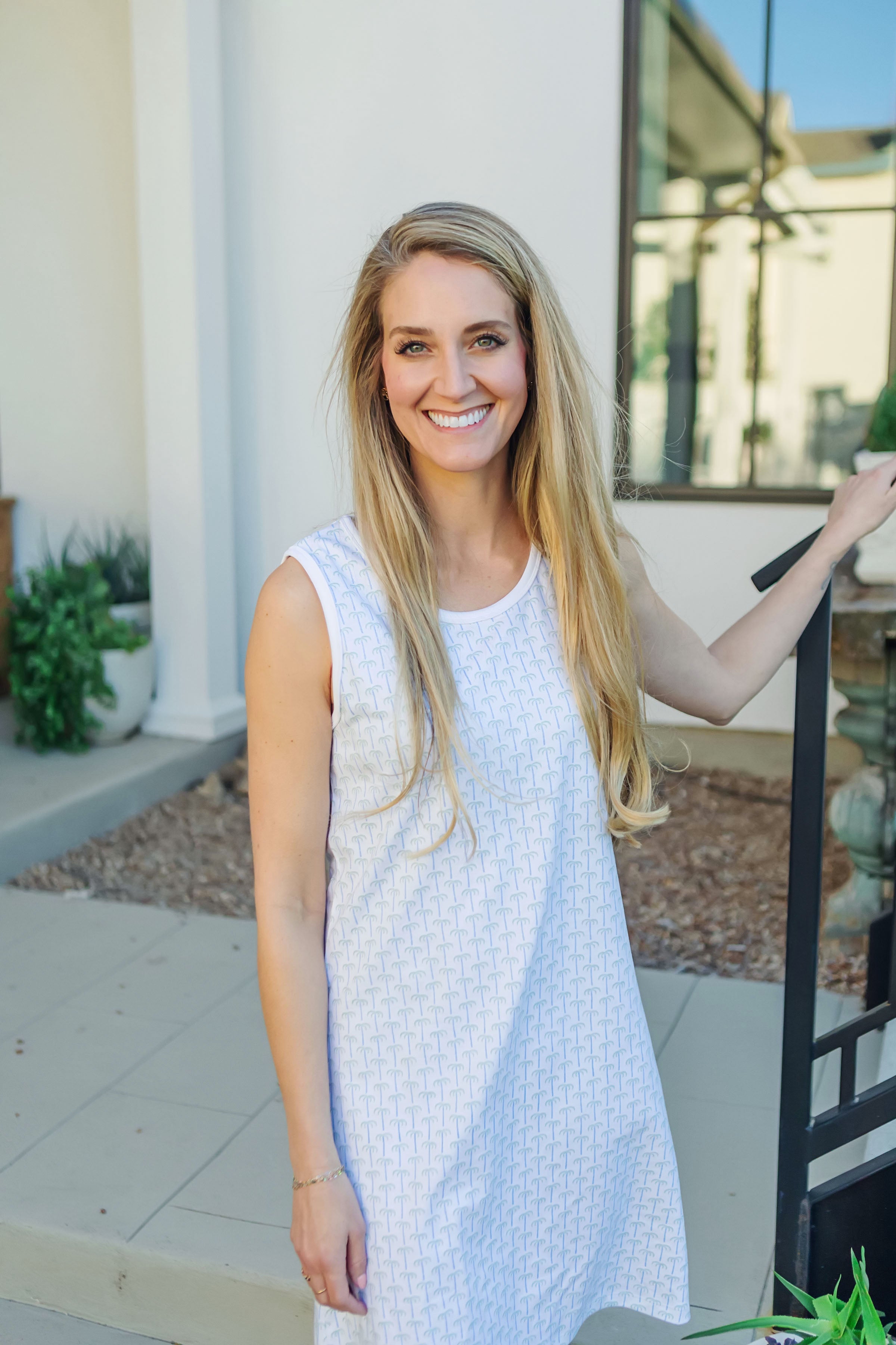 Katie Women's Pima Cotton Nightgown - Pacific Palms Blue