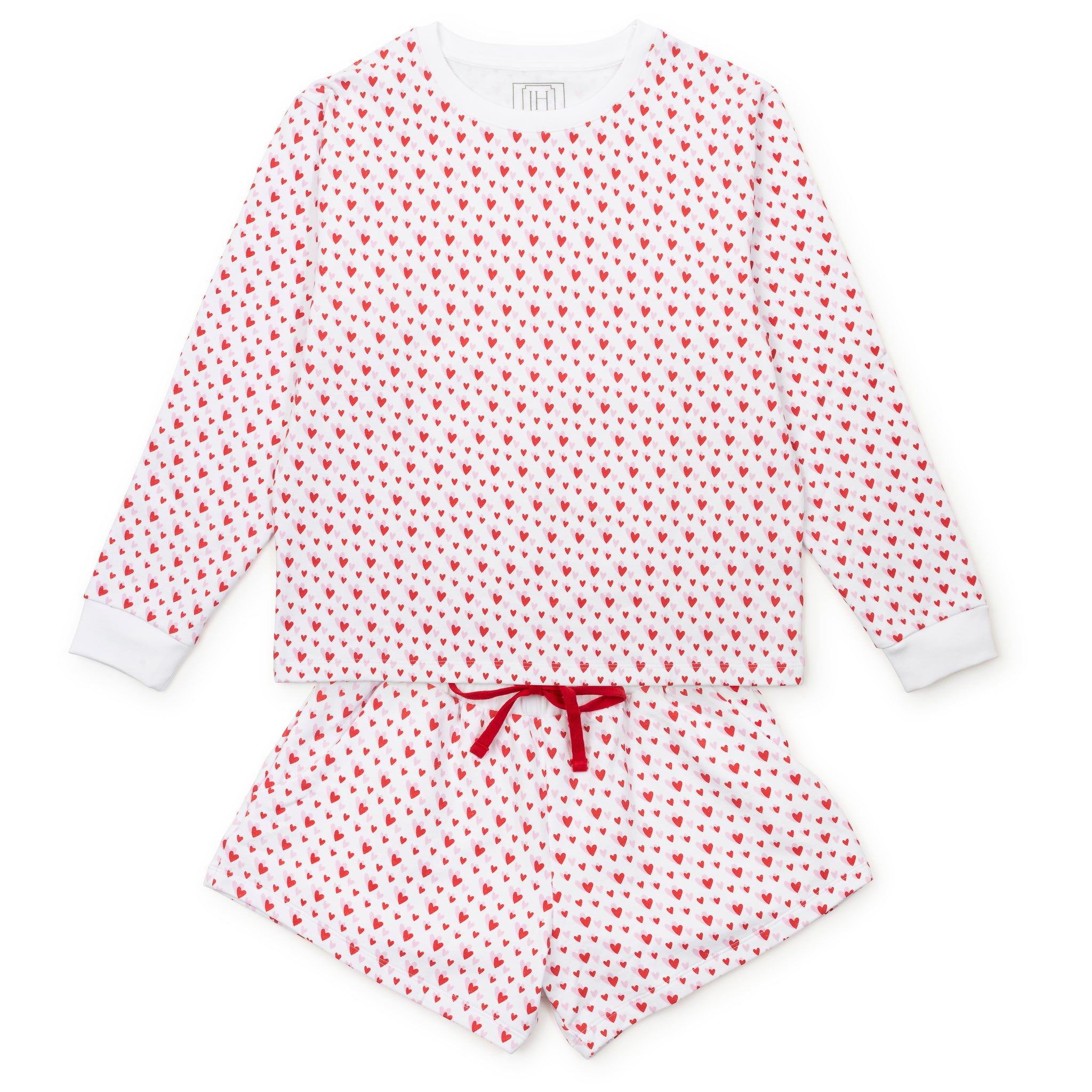 Janann Women's Sweatshirt Short Set Heart to Heart Pink