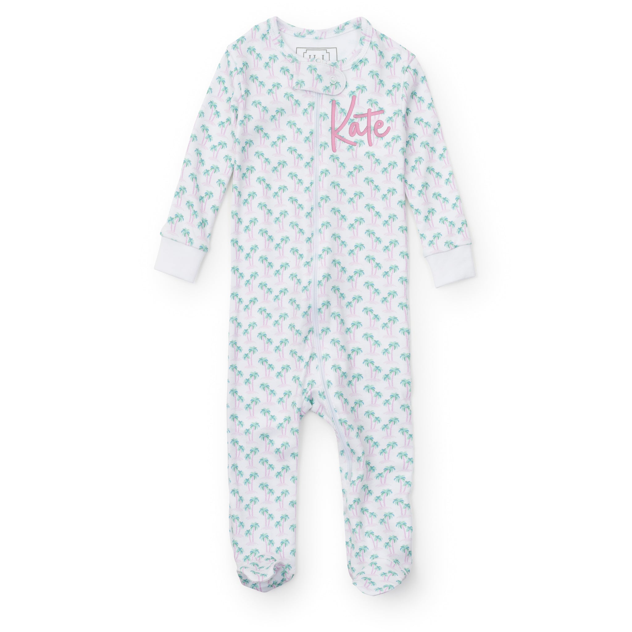 Parker Girls' Zipper Pajama - Palm Tree Isle Pink