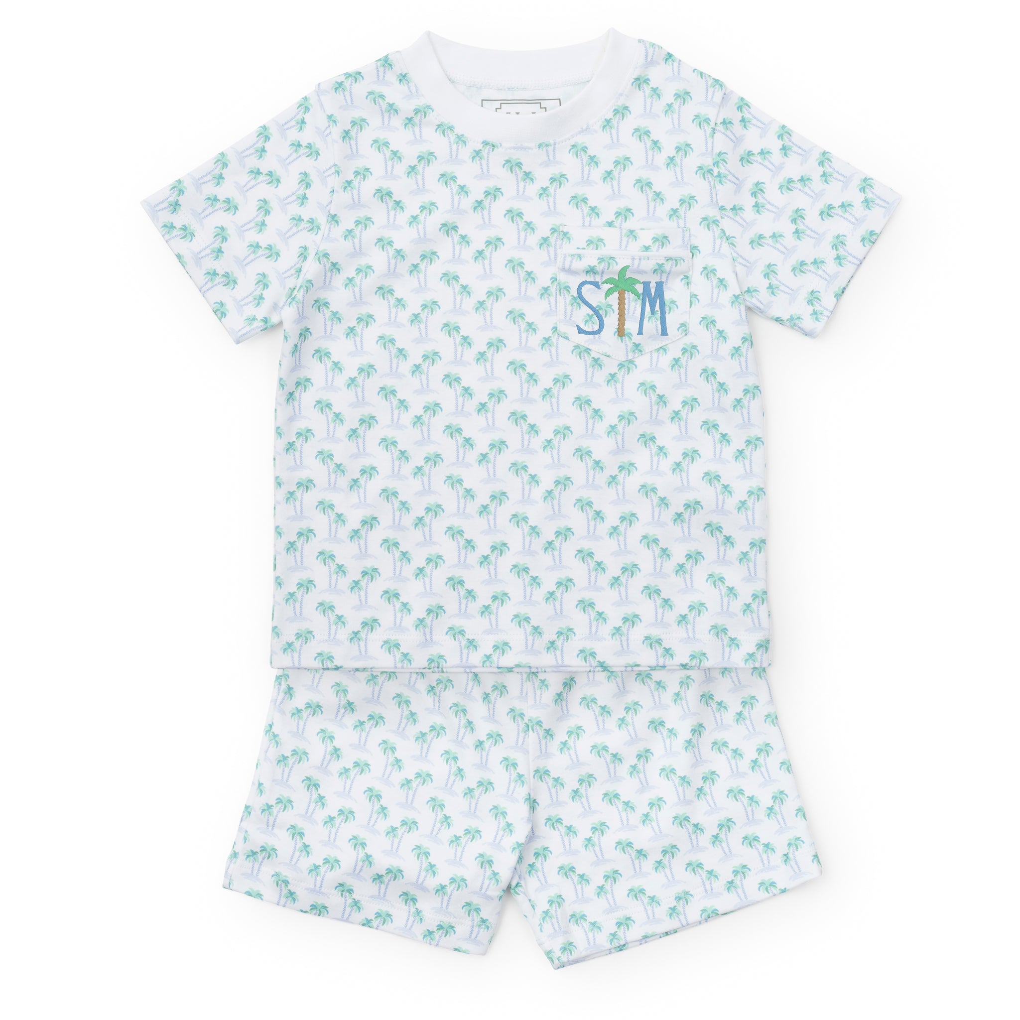 Charles Boys' Short Set - Palm Tree Isle Blue