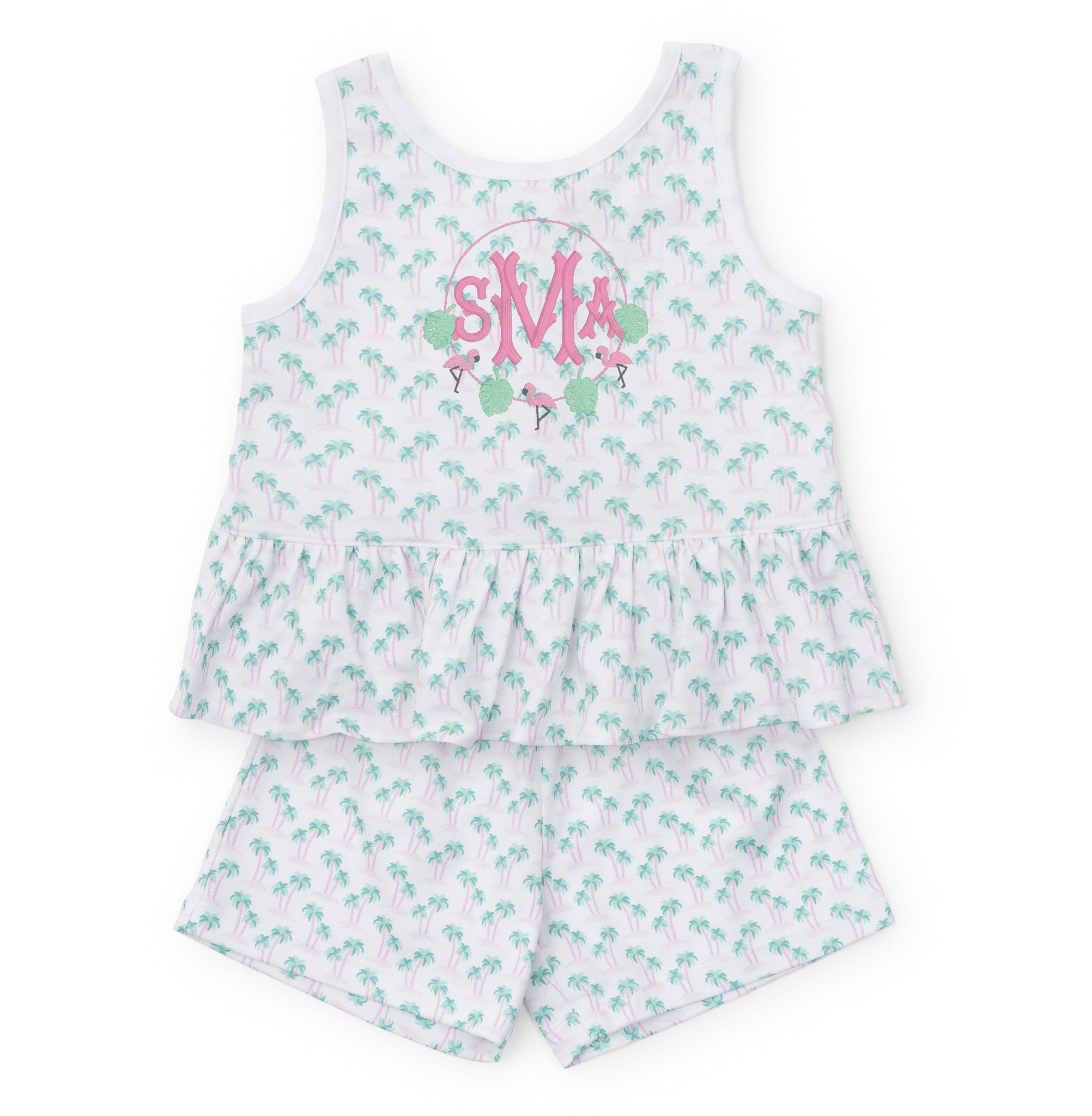 Poppy Girls' Short Set - Palm Tree Isle Pink