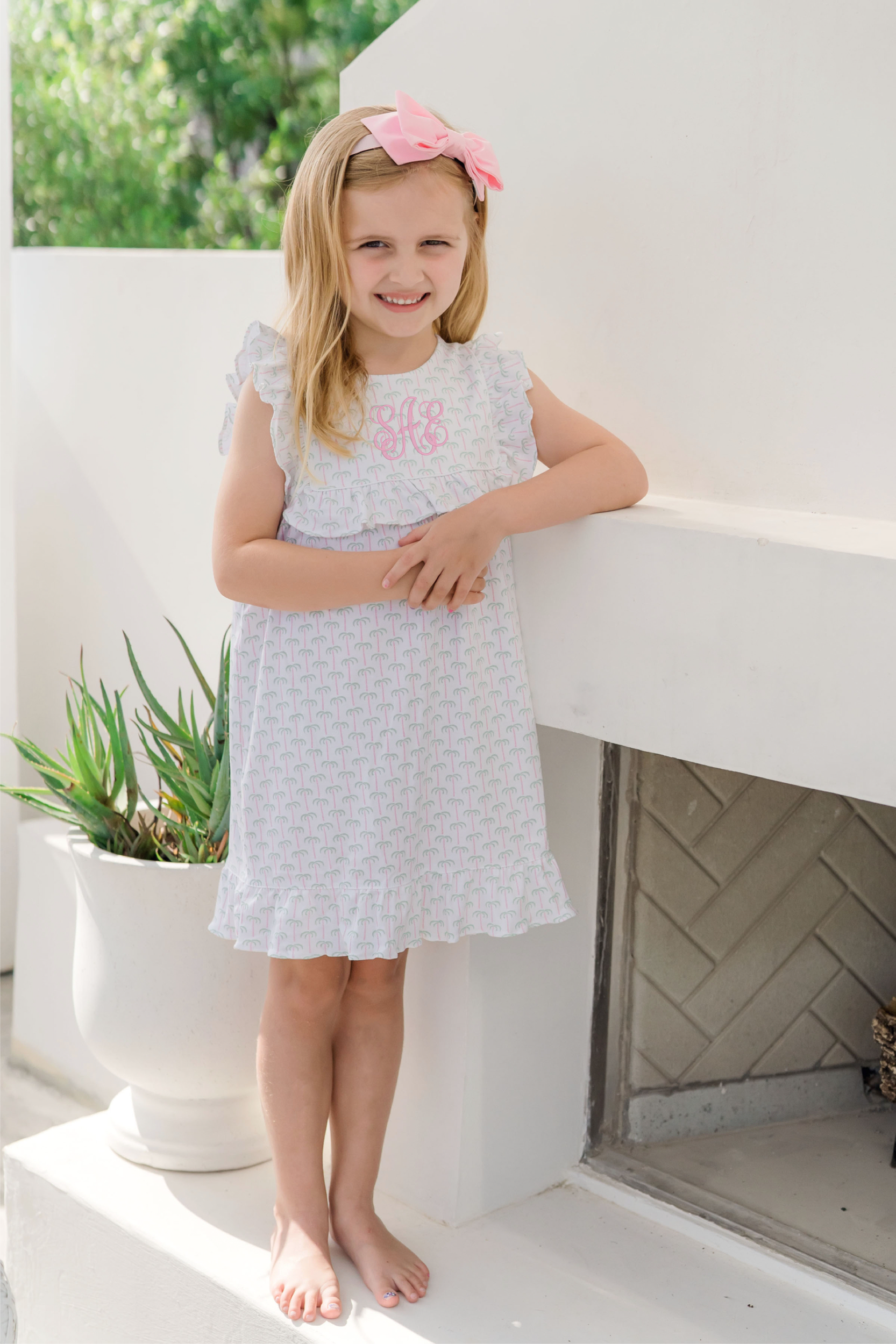 Piper Girls' Pima Cotton Dress - Pacific Palms Pink