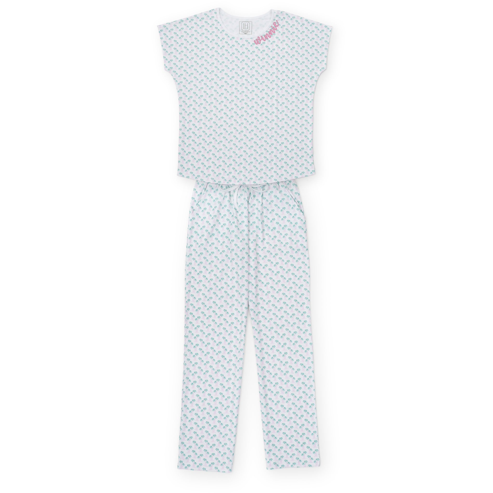 Marcia Women's Pajama Pant Set - Palm Tree Isle Pink